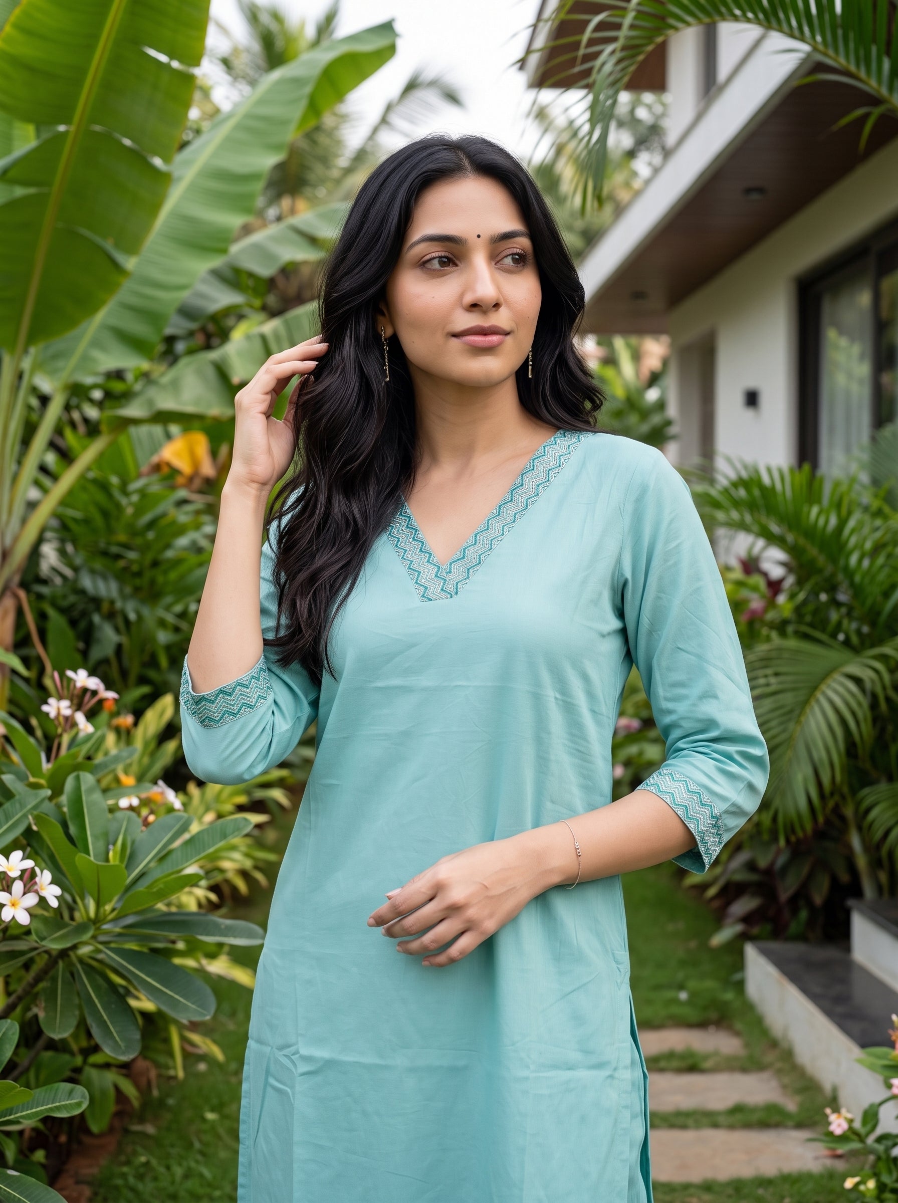 Women's Cotton Pista Regular Fit Kurti