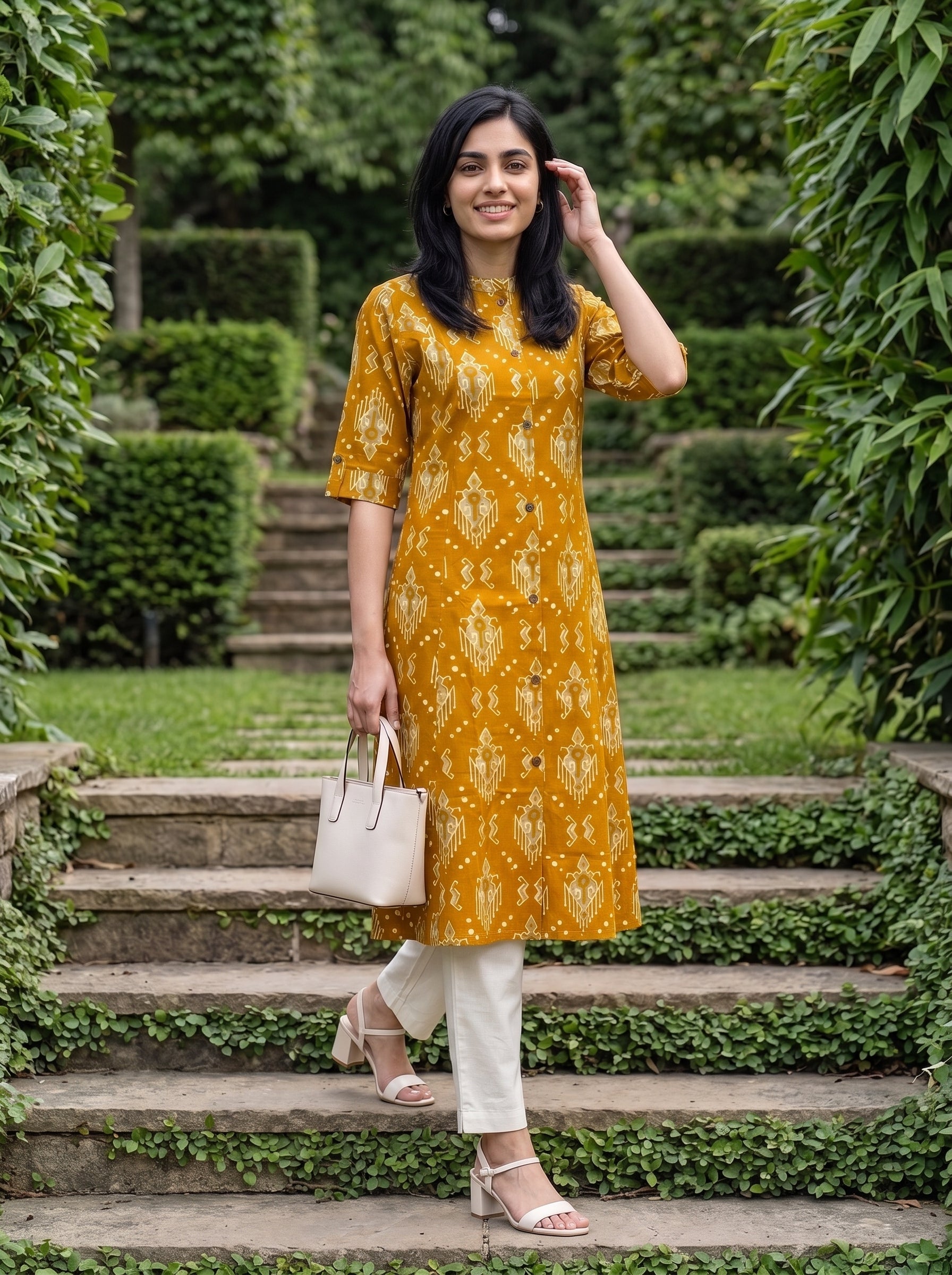Women's Cotton Mustard Aline Fit Kurti