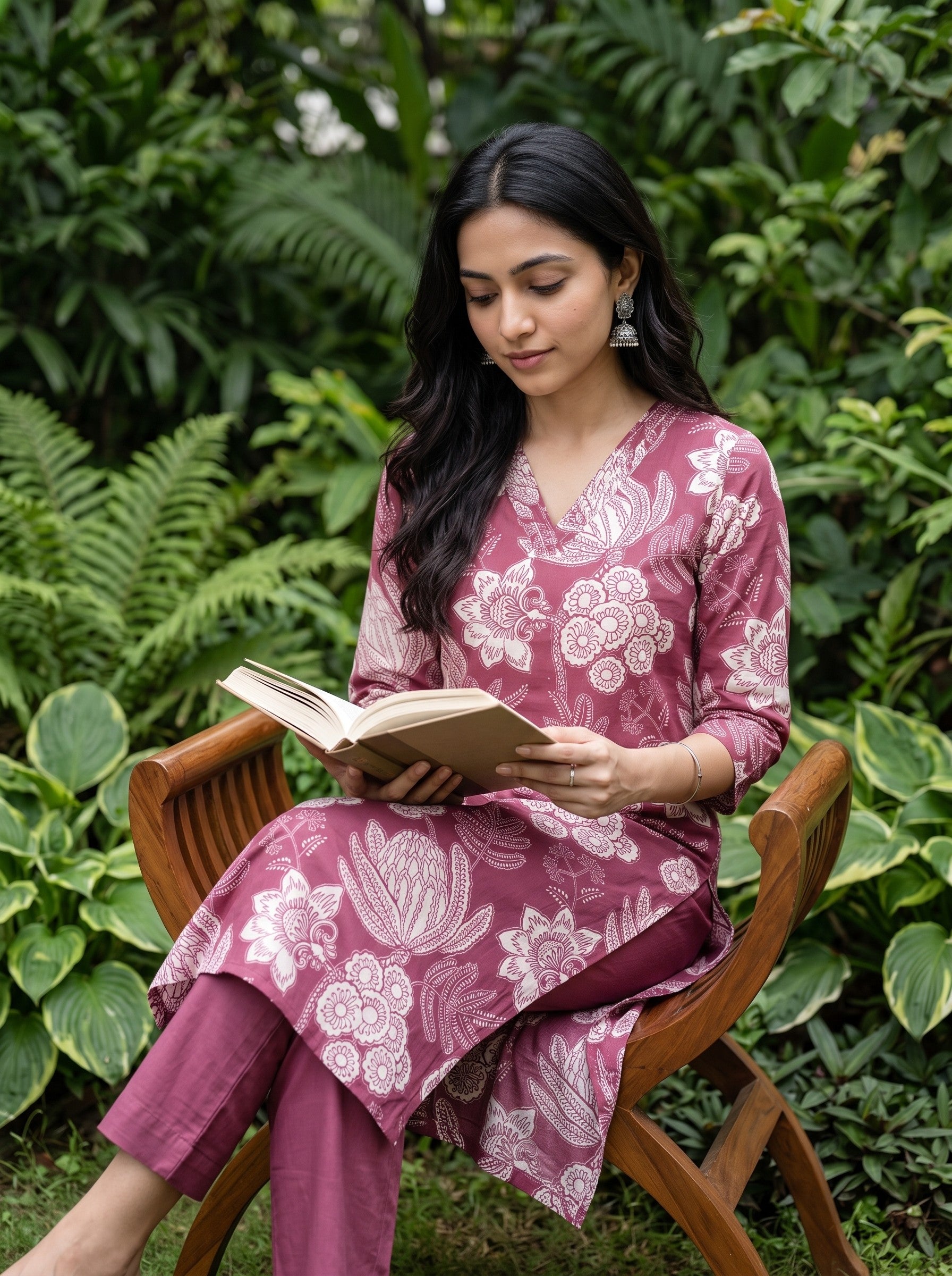 Women's Cotton Lt Wine Regular Fit Kurti