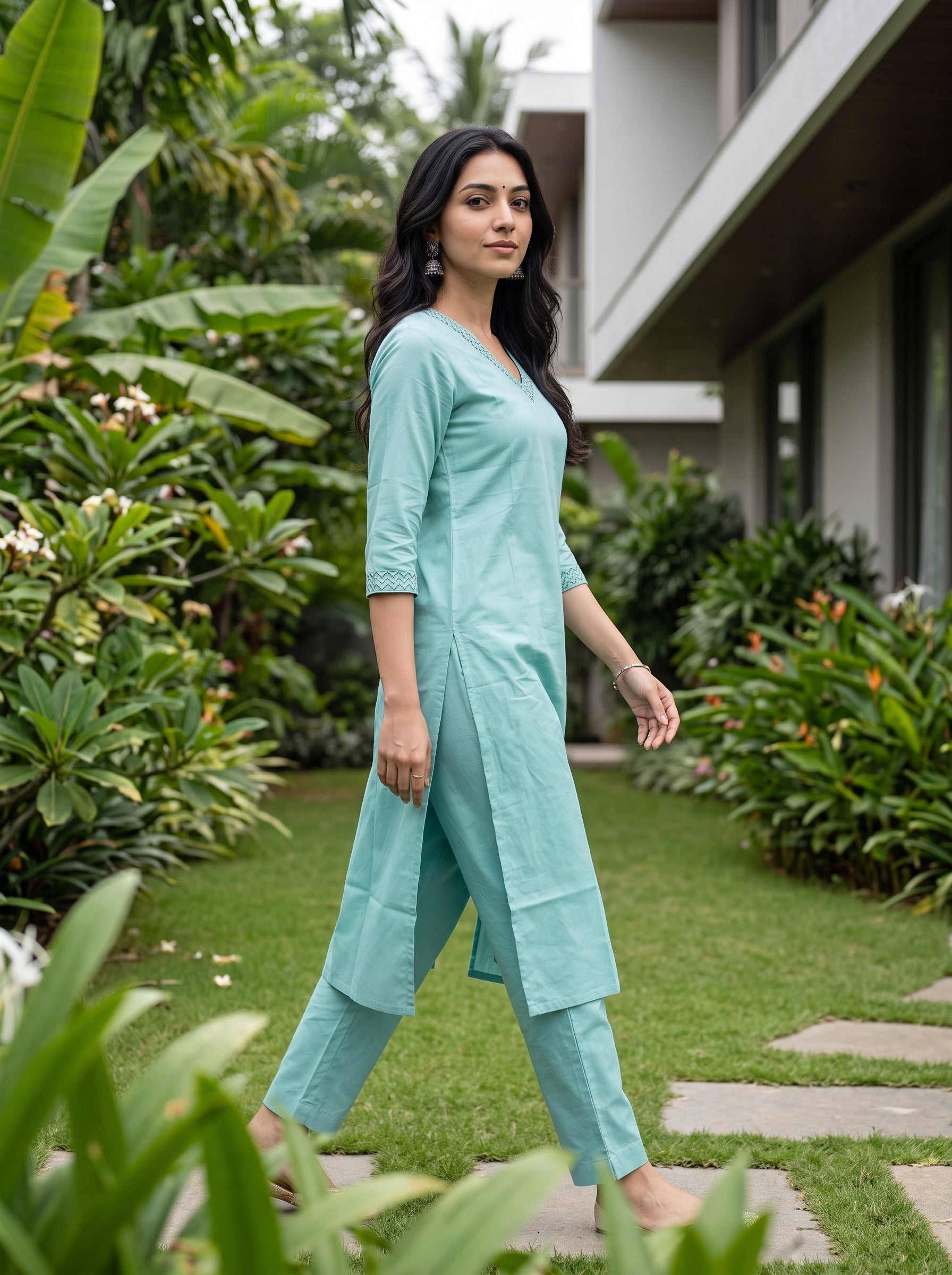 Women's Cotton Pista Regular Fit Kurti