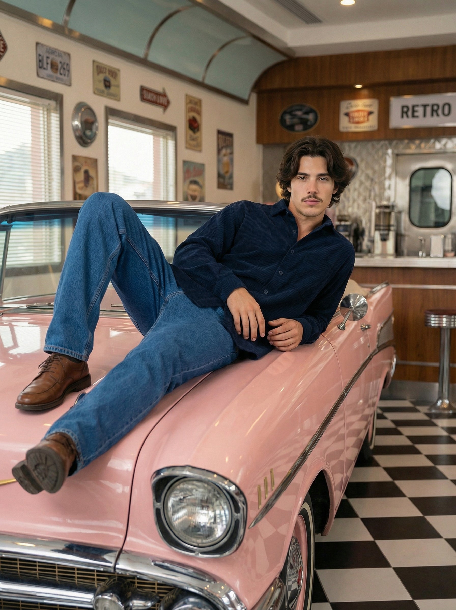 Blue Corduroy Relax Fit Full Sleeve Shirt