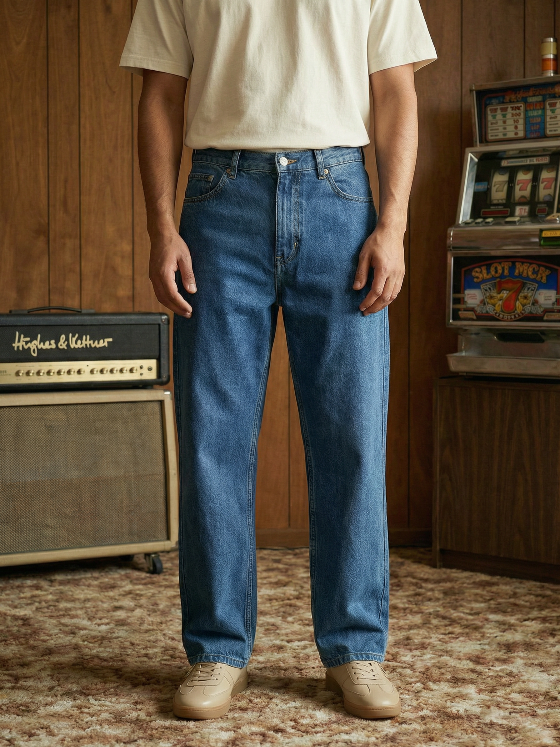 Men’s Denim Blue Baggy Jeans Everyday Indigo Denim