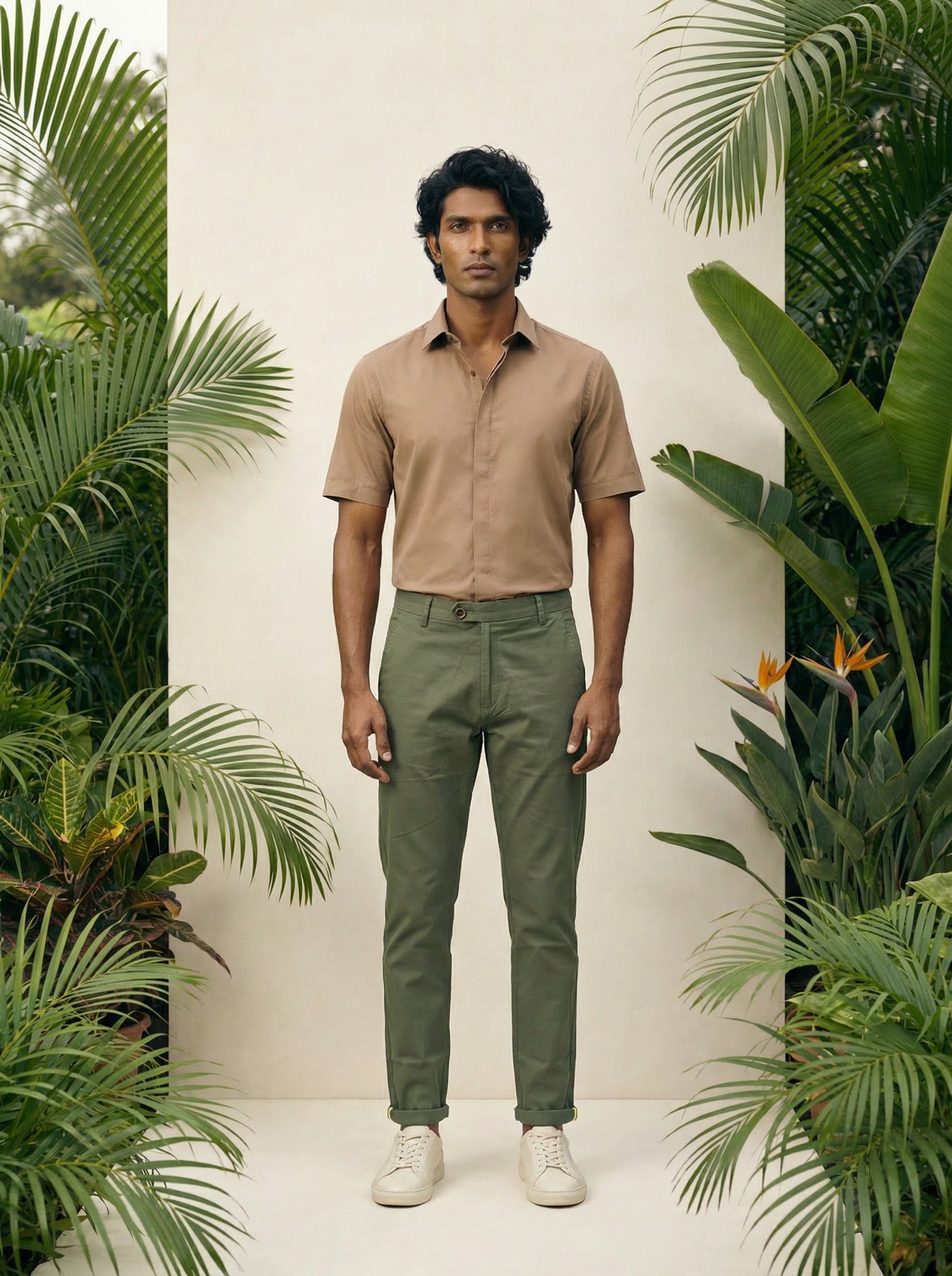 Men’s Regular Fit Chinos Pista Cotton Twill Contrast Detail