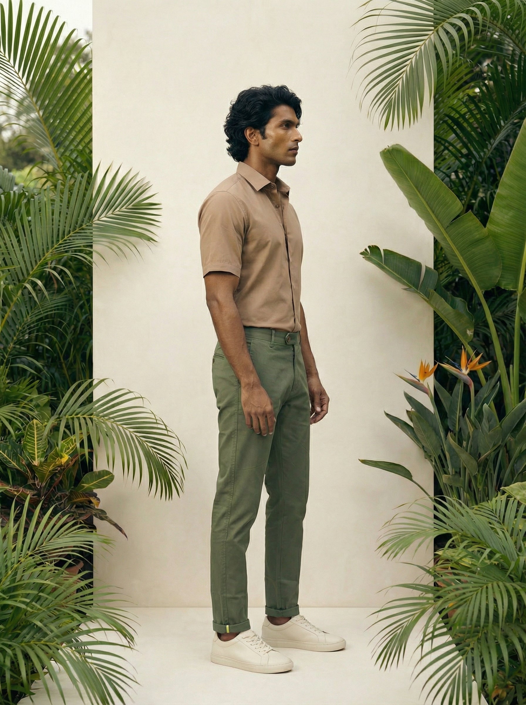 Men’s Regular Fit Chinos Pista Cotton Twill Contrast Detail