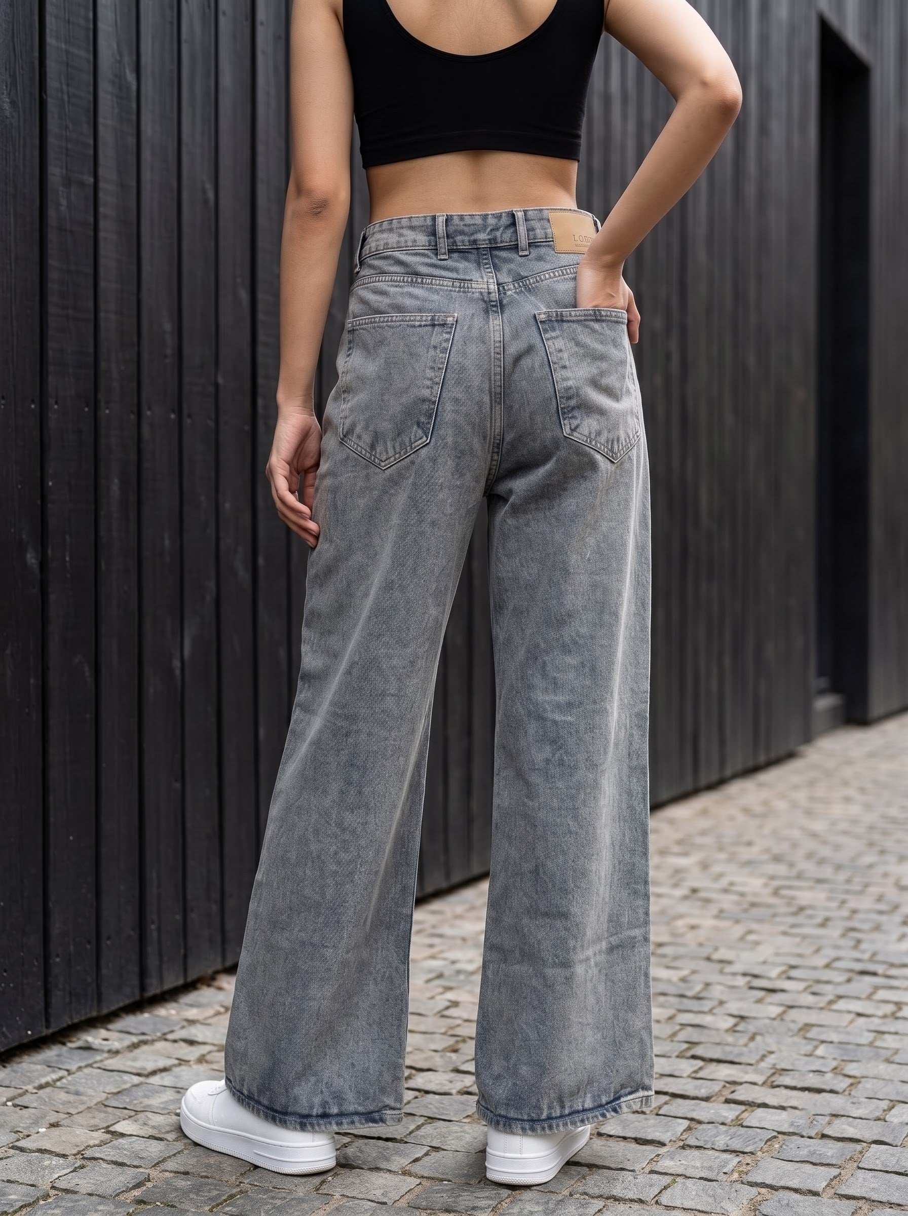 Women's Denim Blue Color Wide Leg Fit  Jeans