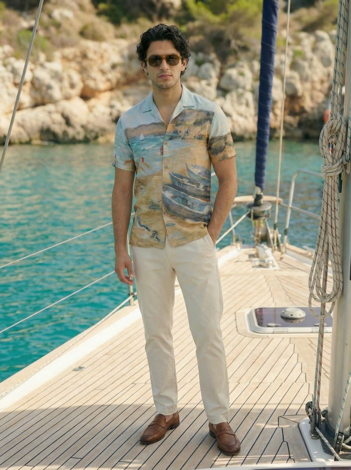 Multi Colour Regular Fit Shirt In Knit-poly Cotton