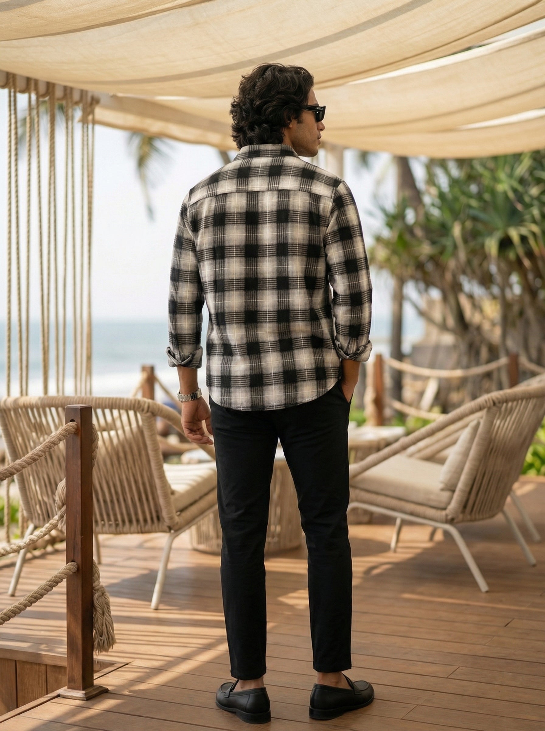 Men’s Relaxed Fit Black Checked Shirt