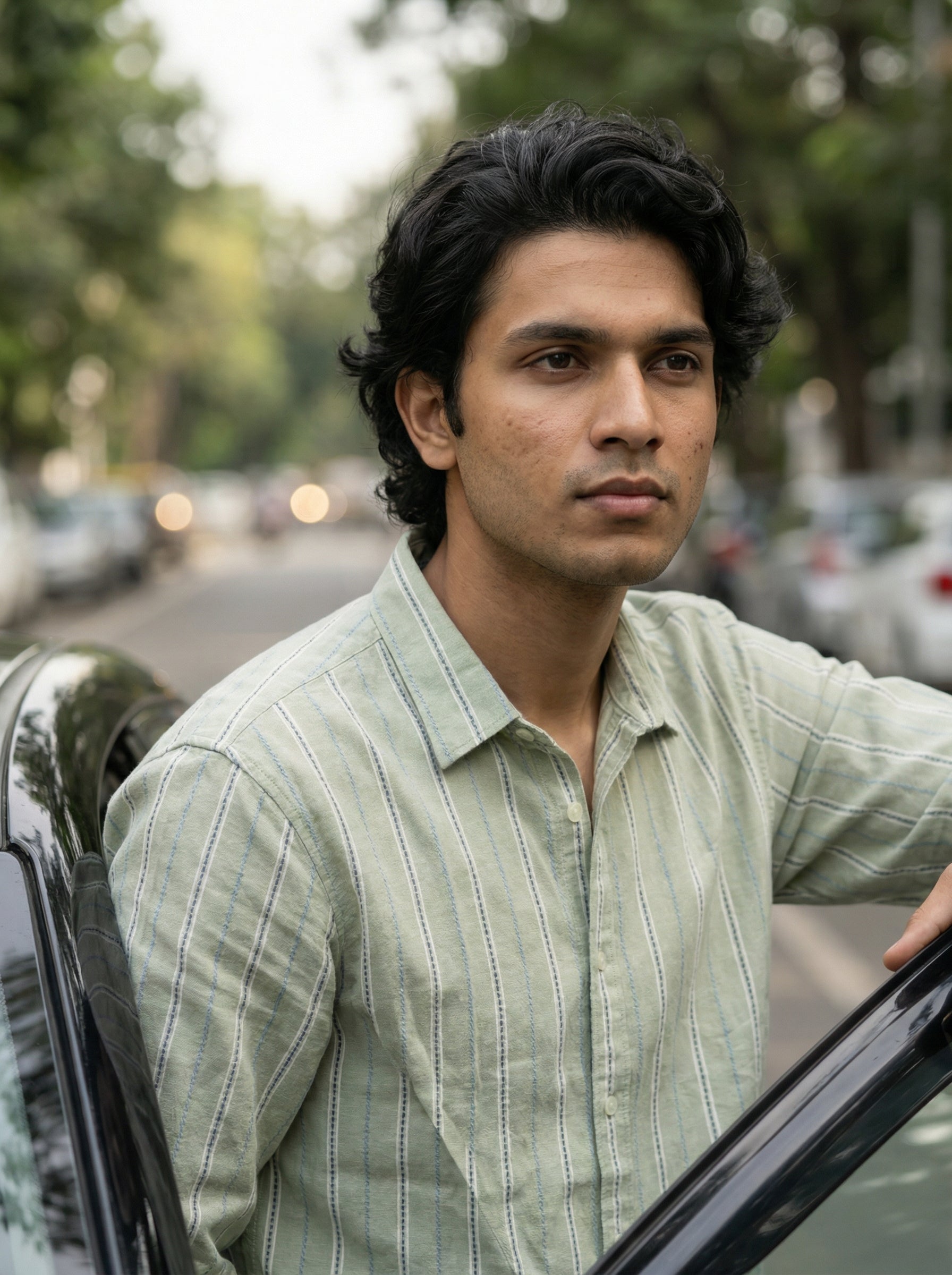 Men’s Relaxed Fit Cotton Green Check Shirt
