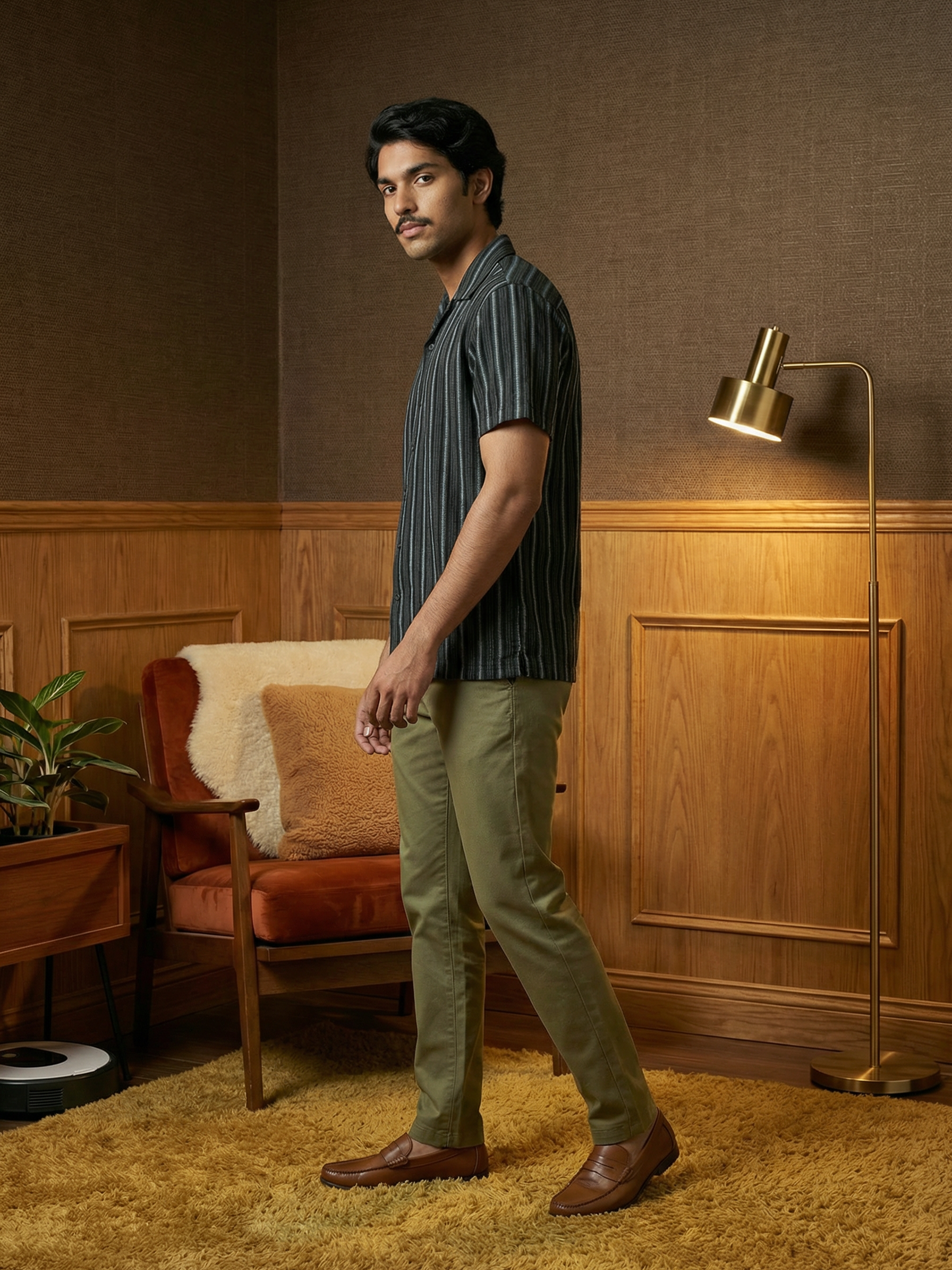 Men’s Blue Relaxed Fit Agro Linen Shirt