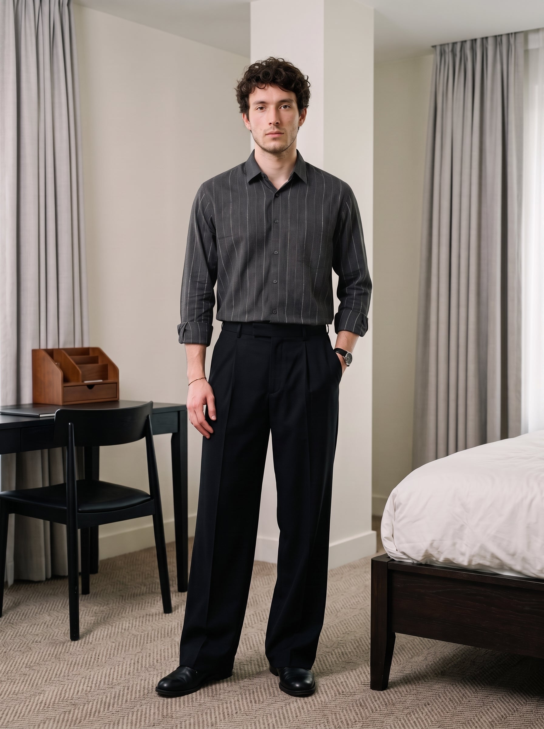 Men's Cotton Stripes Midnight Regular Fit Shirt