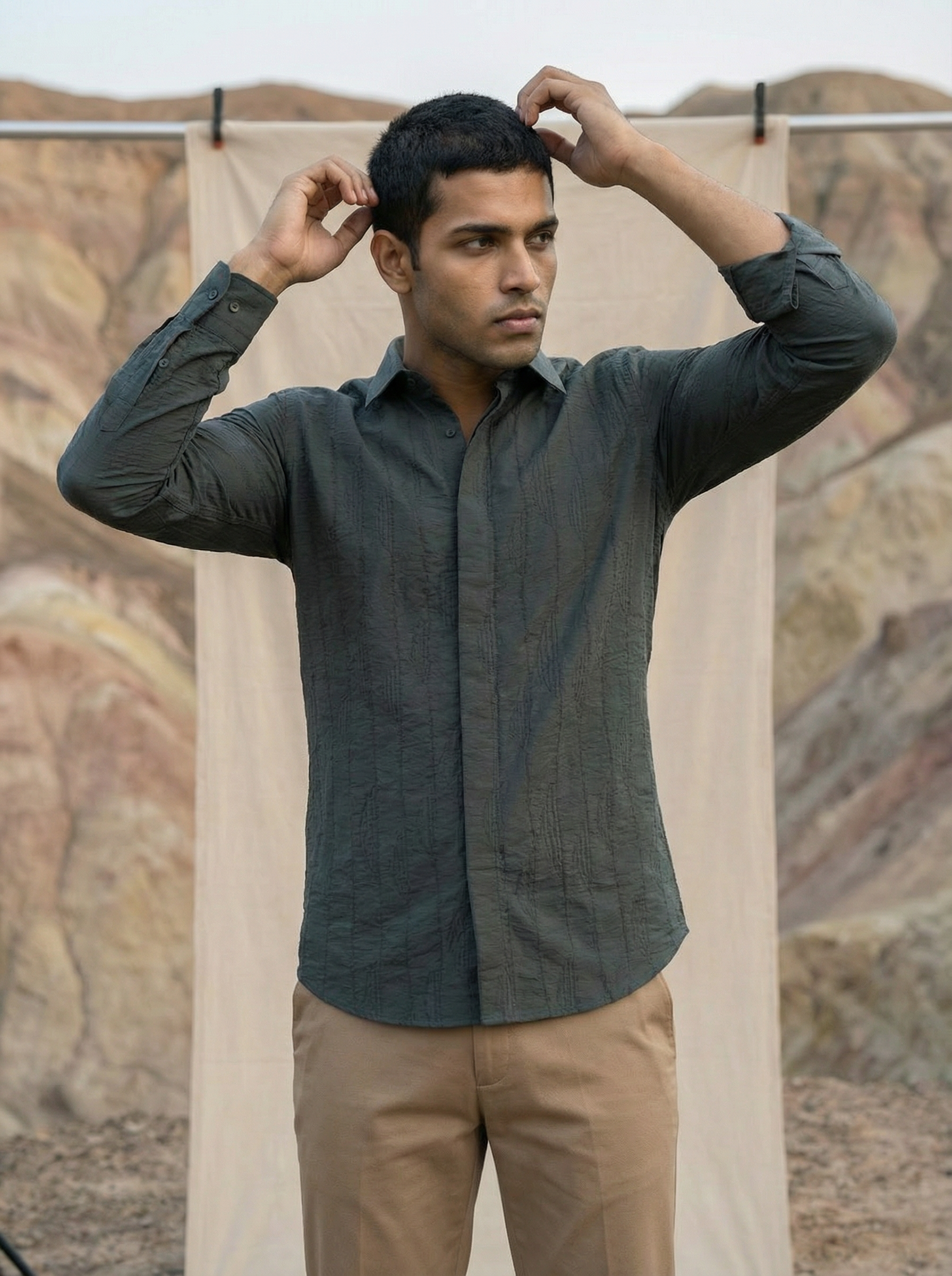 Dark Grey Nr Jacquard Regular Fit Shirt