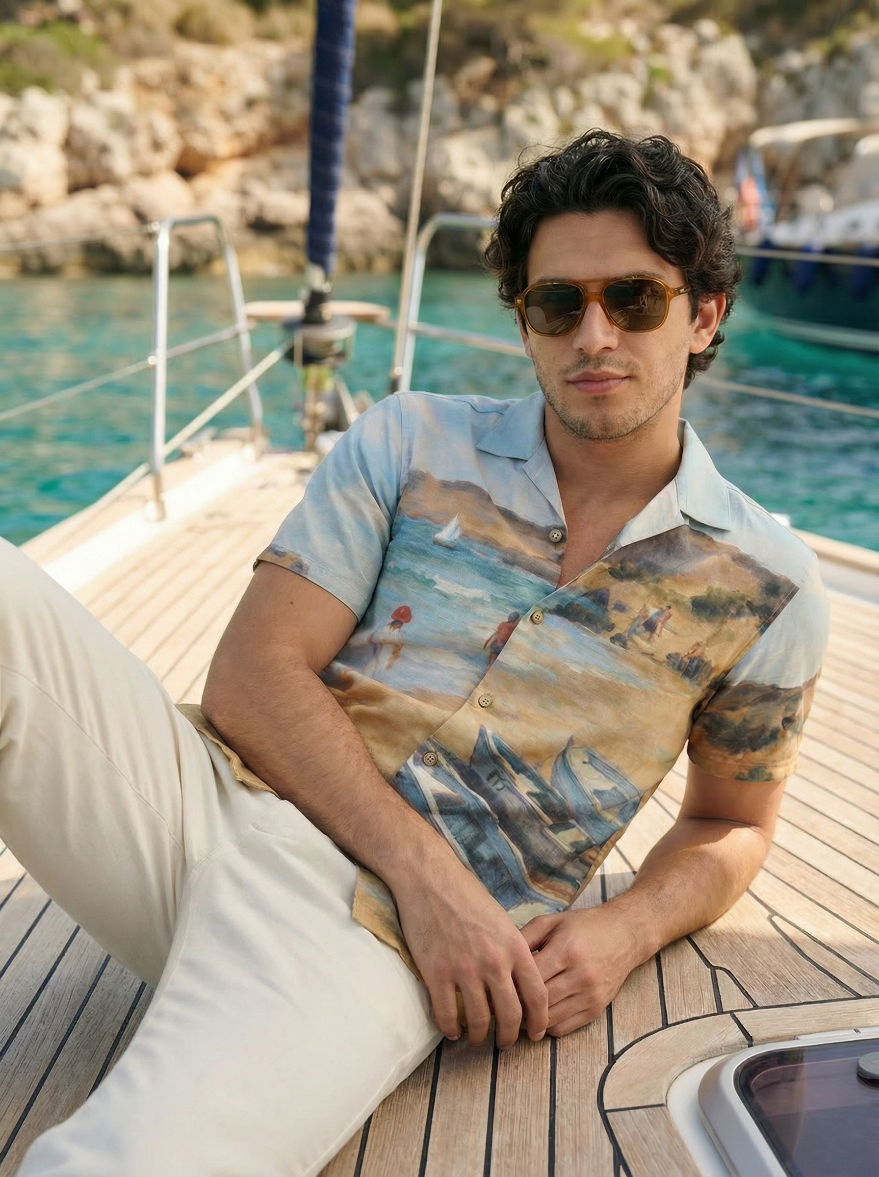 Multi Colour Regular Fit Shirt In Knit-poly Cotton