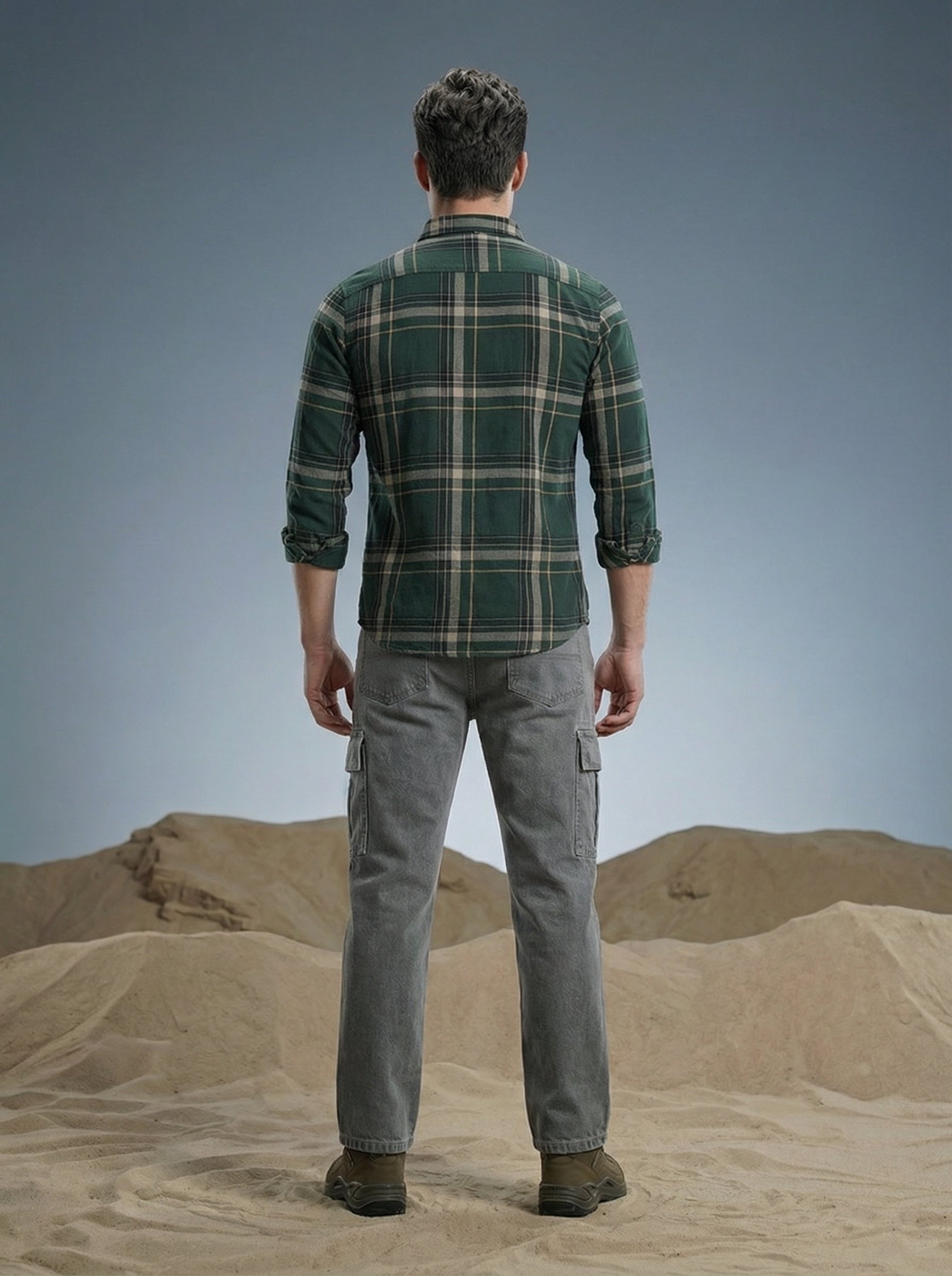 Men’s Green Relaxed Fit Check Shirt