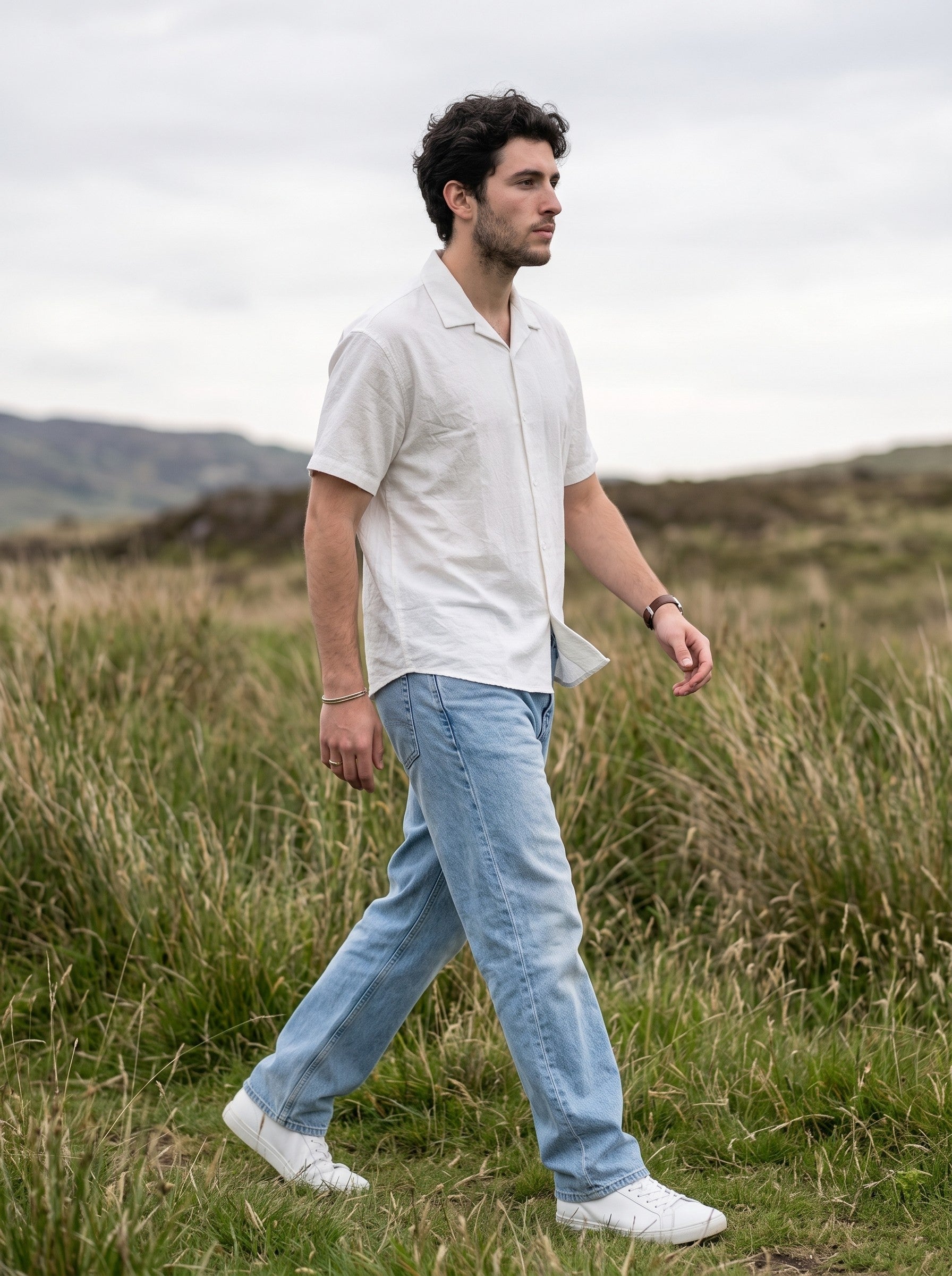 Men's 100% Polyester White Relaxed Fit Shirt