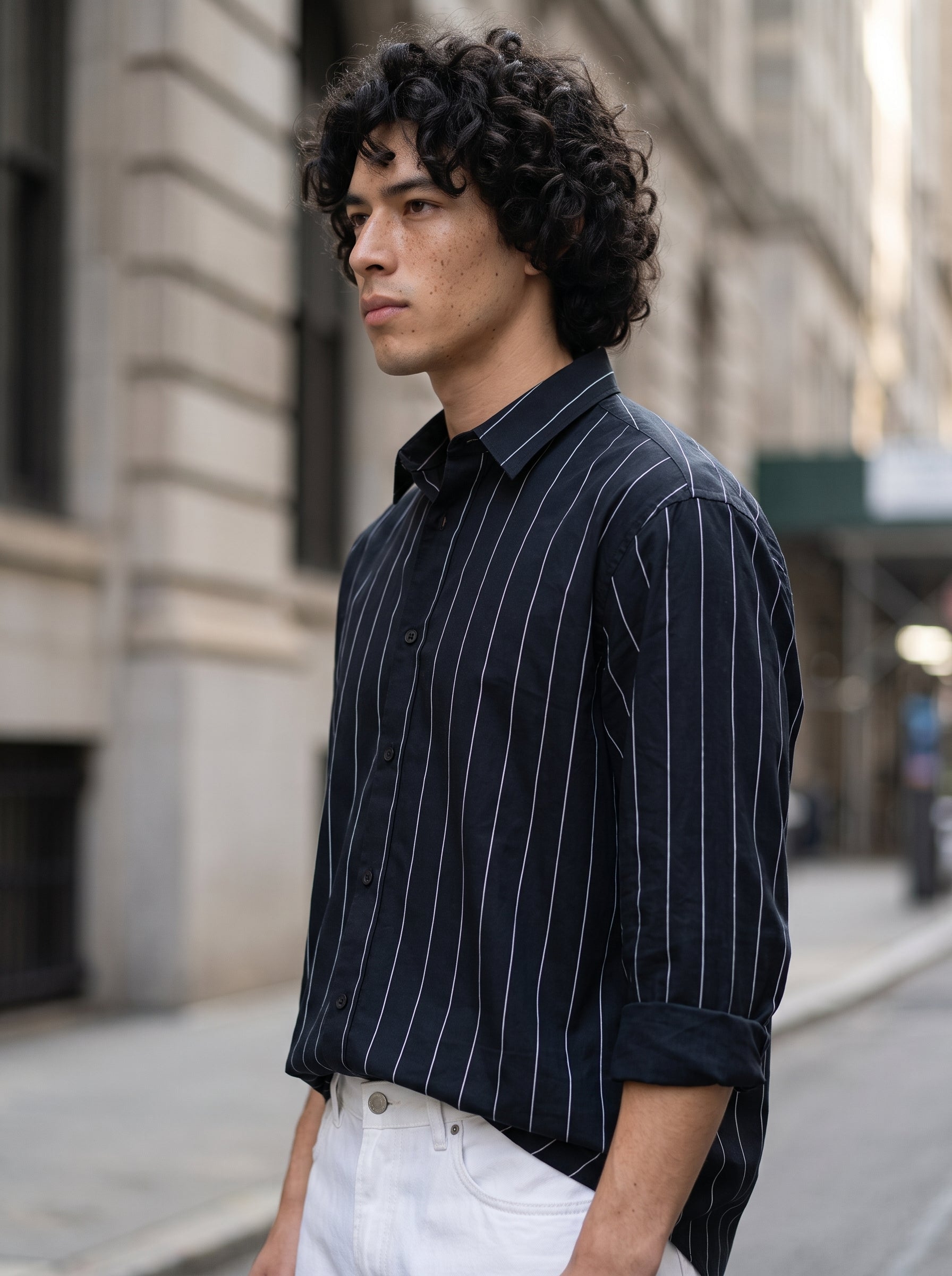 Men's Cotton Modal Stripes Navy Regular Fit Shirt
