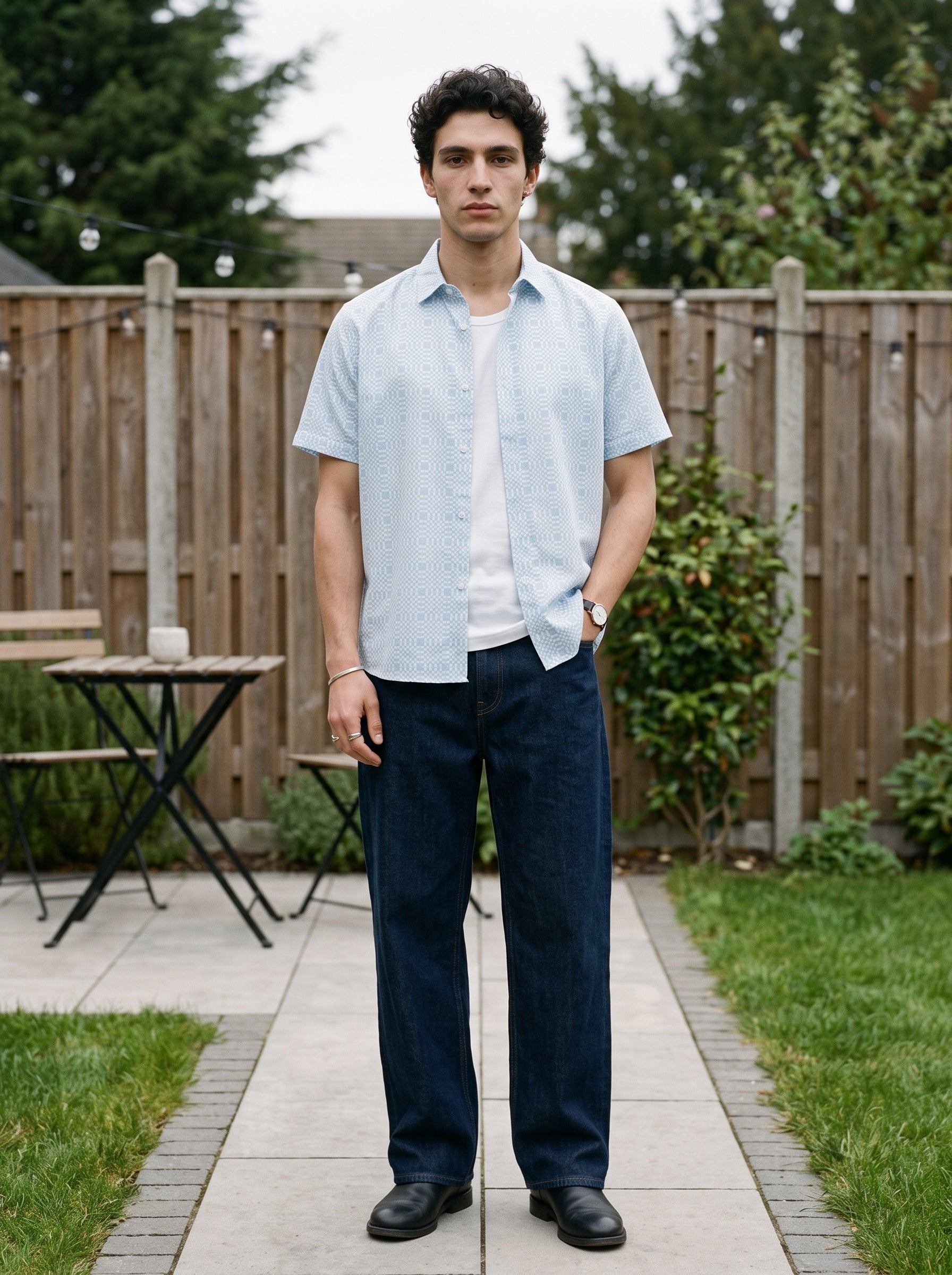 Men's Cotton Sky Blue Relaxed Fit Shirt