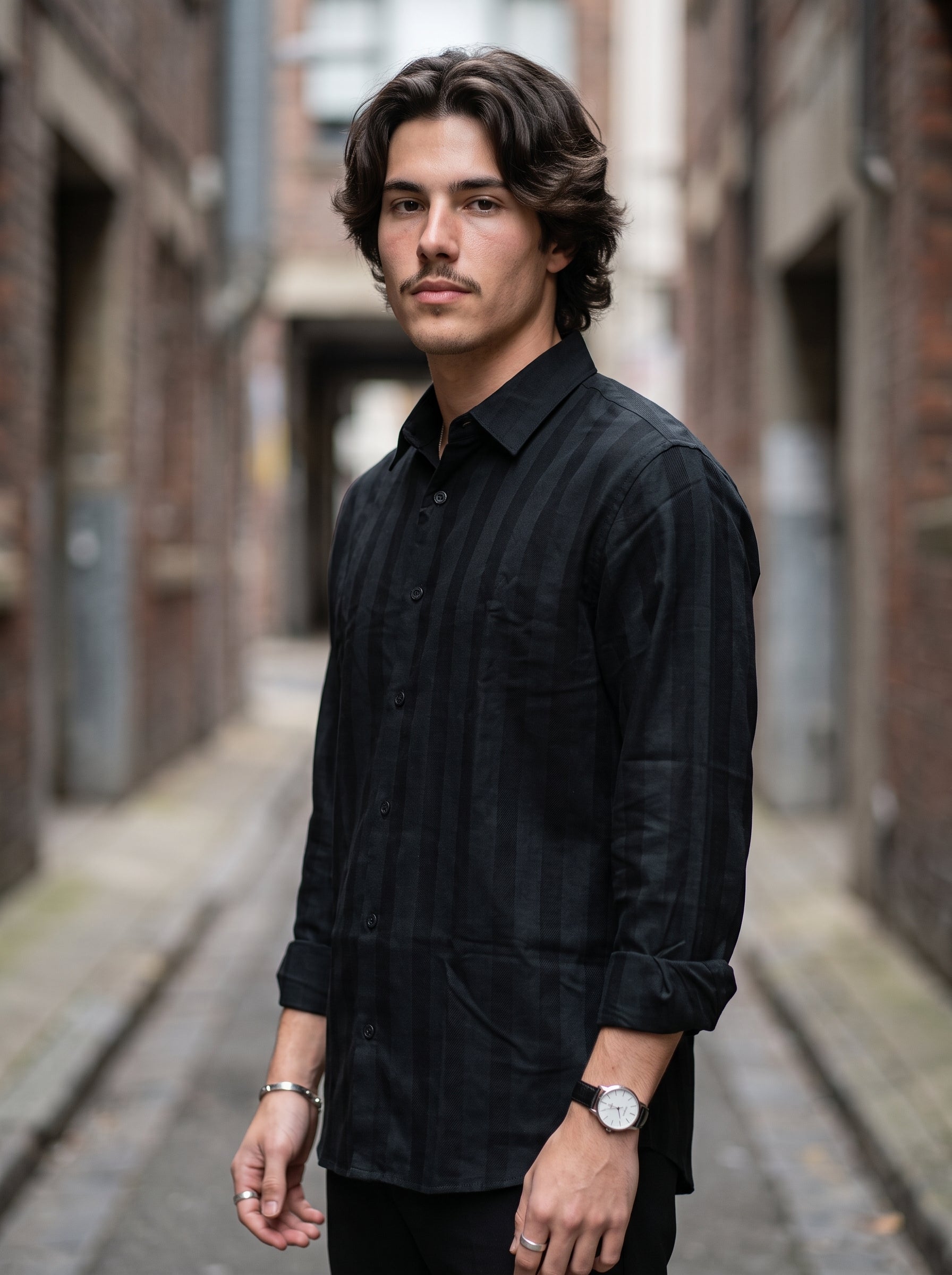 Men's Cotton Stripes Forest Regular Fit Shirt