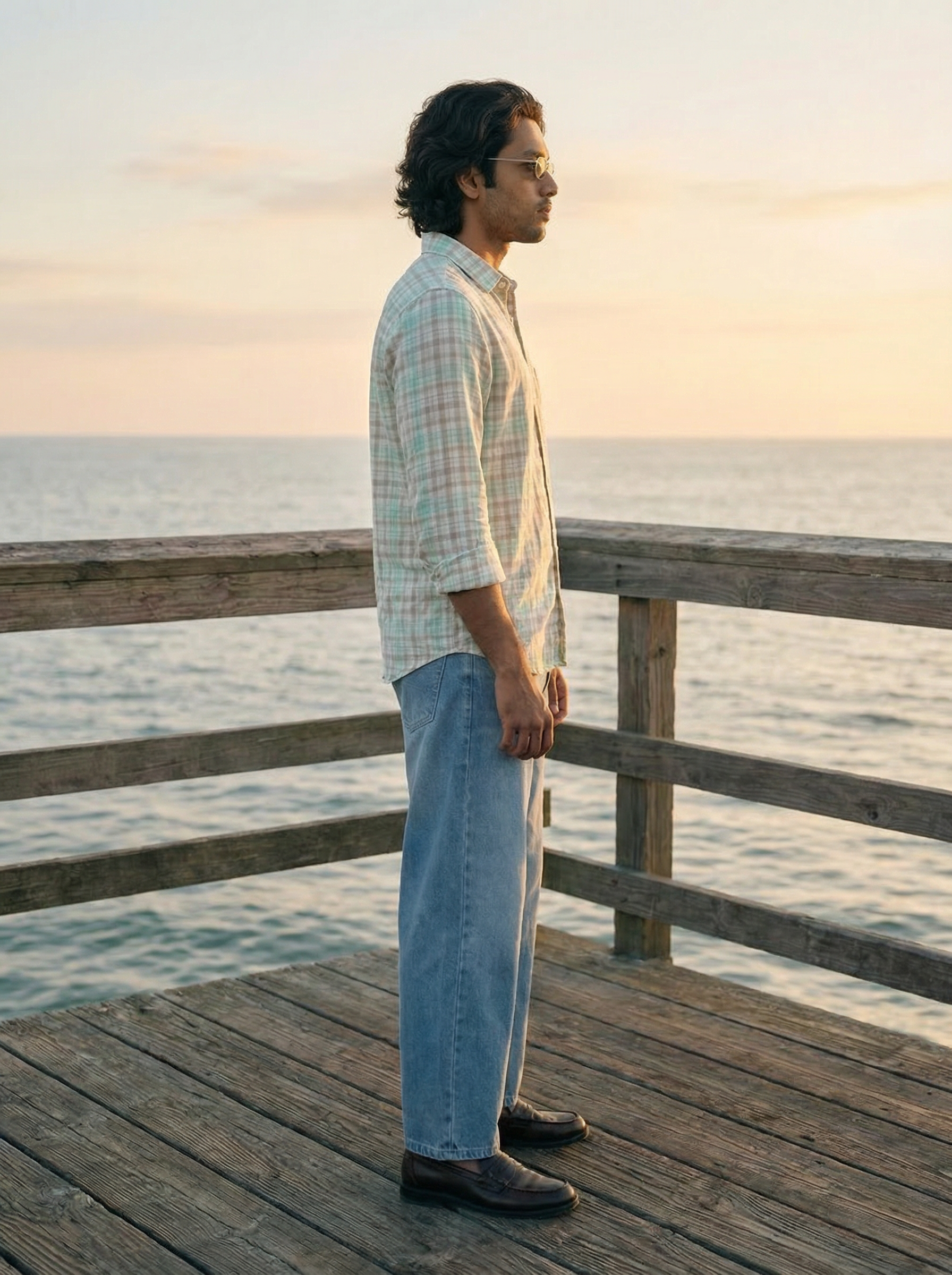 Men’s Green Relaxed Fit Multicolored Check Shirt