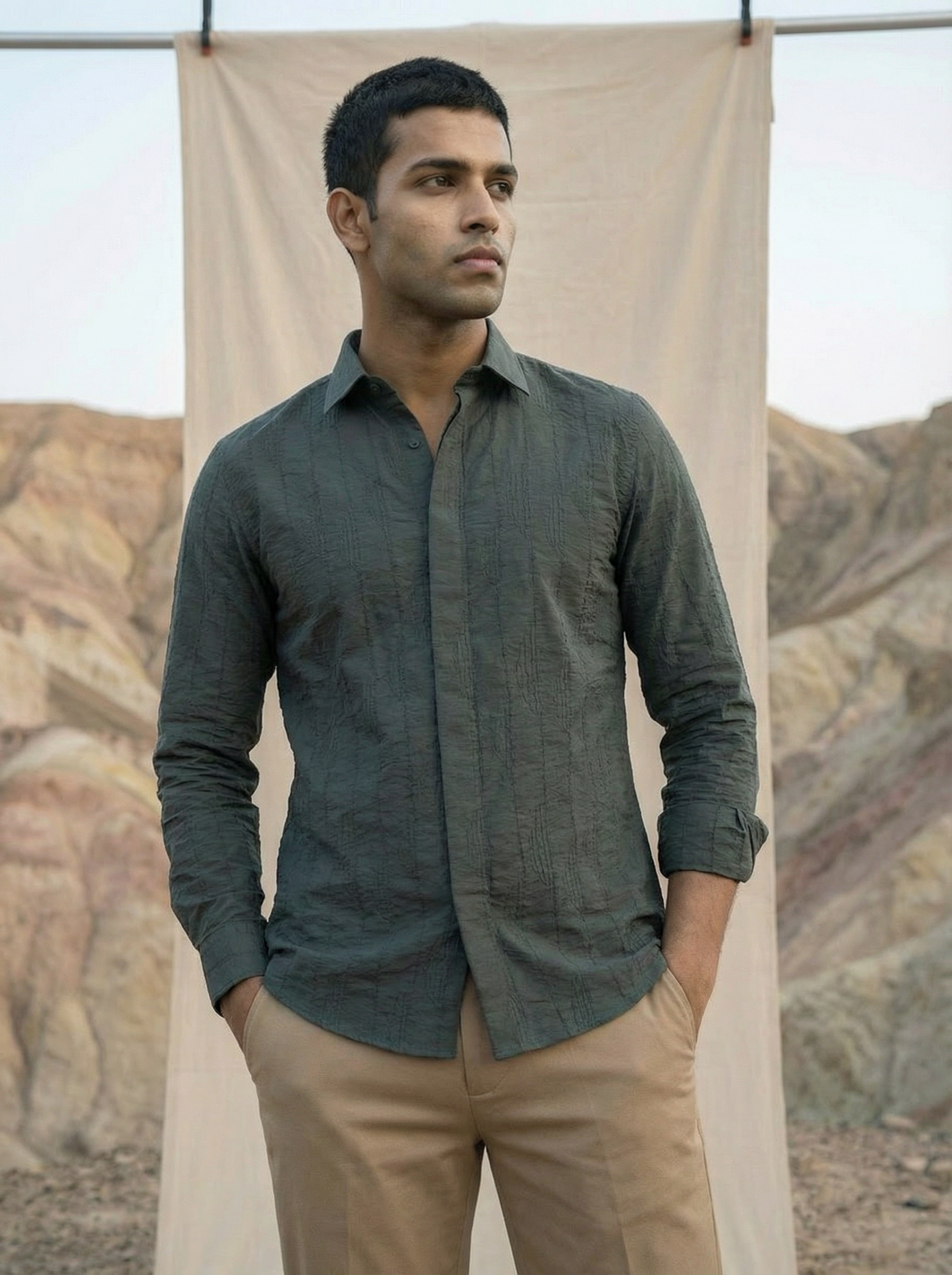 Dark Grey Nr Jacquard Regular Fit Shirt