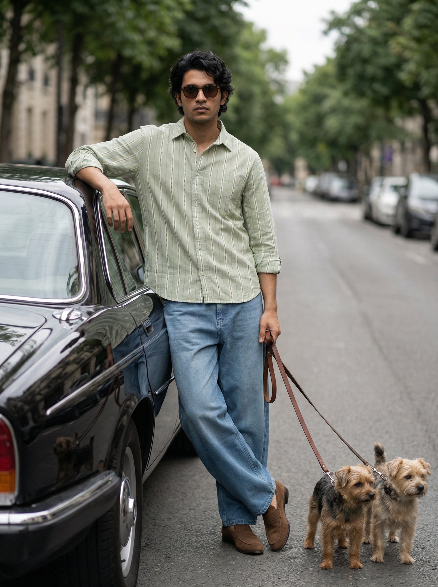 Men’s Relaxed Fit Cotton Green Check Shirt
