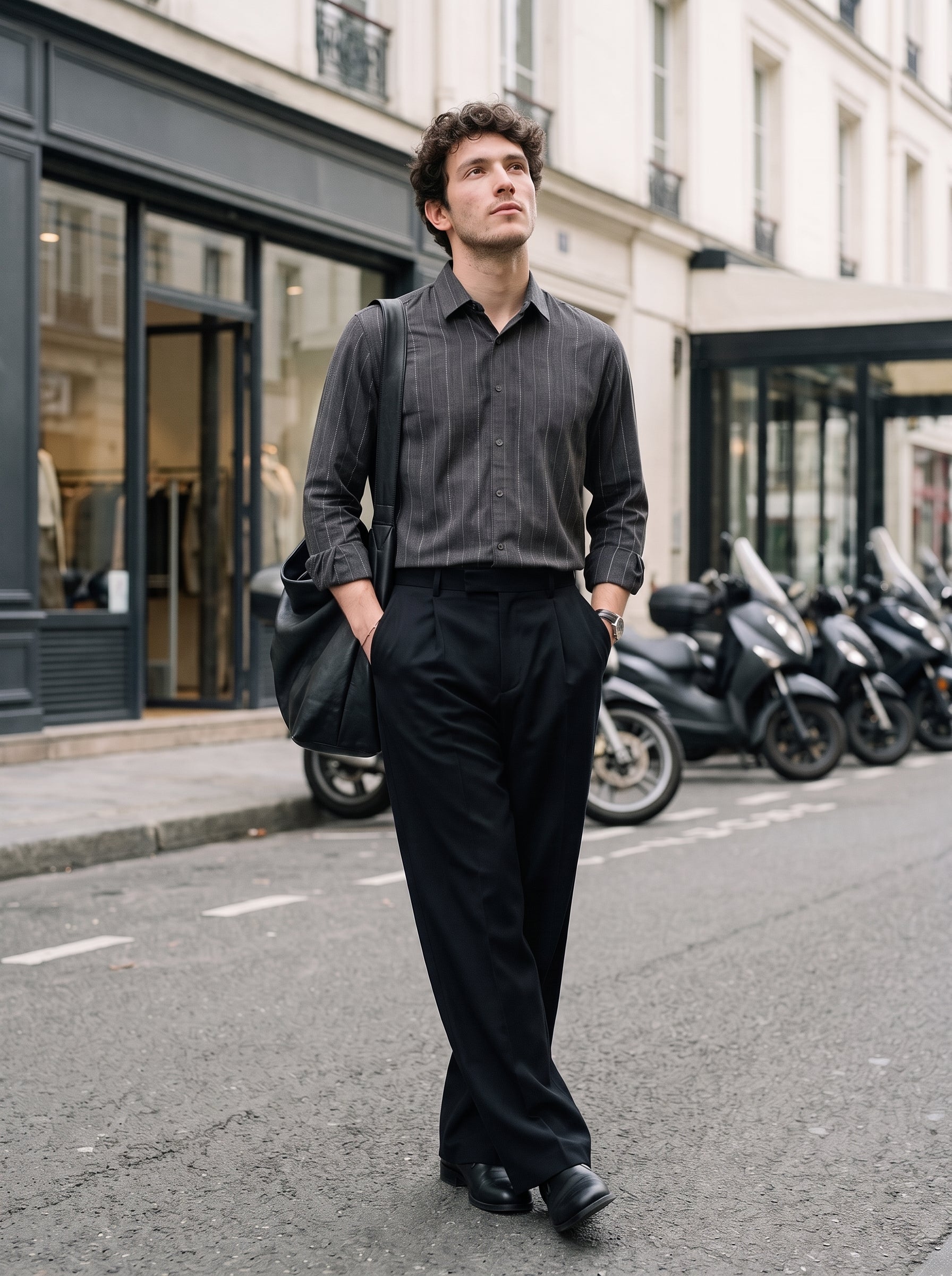 Men's Cotton Stripes Midnight Regular Fit Shirt