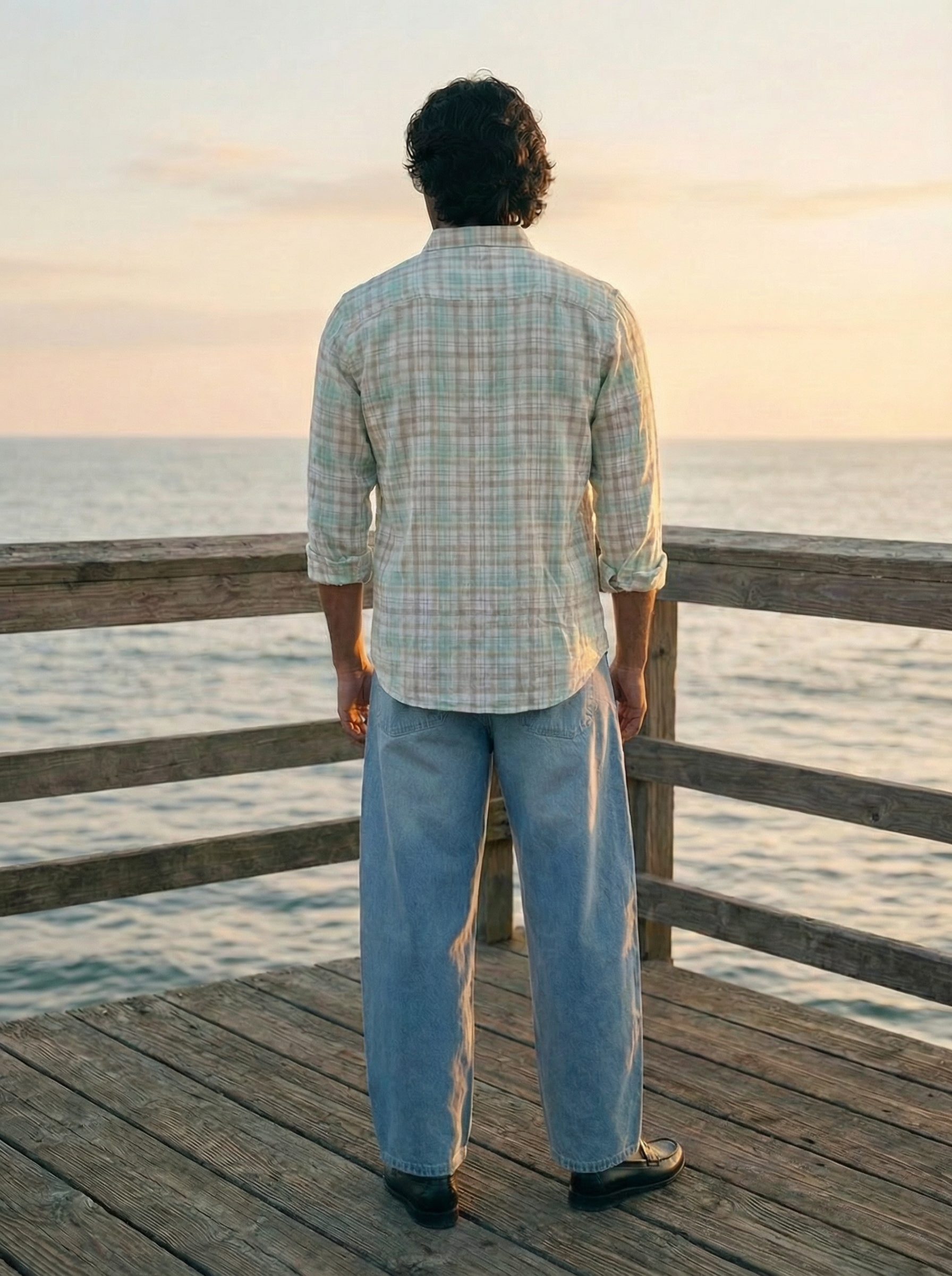 Men’s Green Relaxed Fit Multicolored Check Shirt