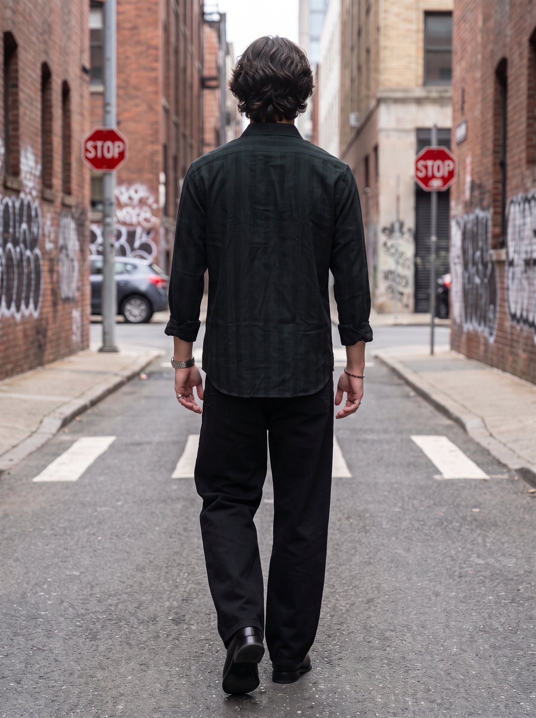 Men's Cotton Stripes Forest Regular Fit Shirt
