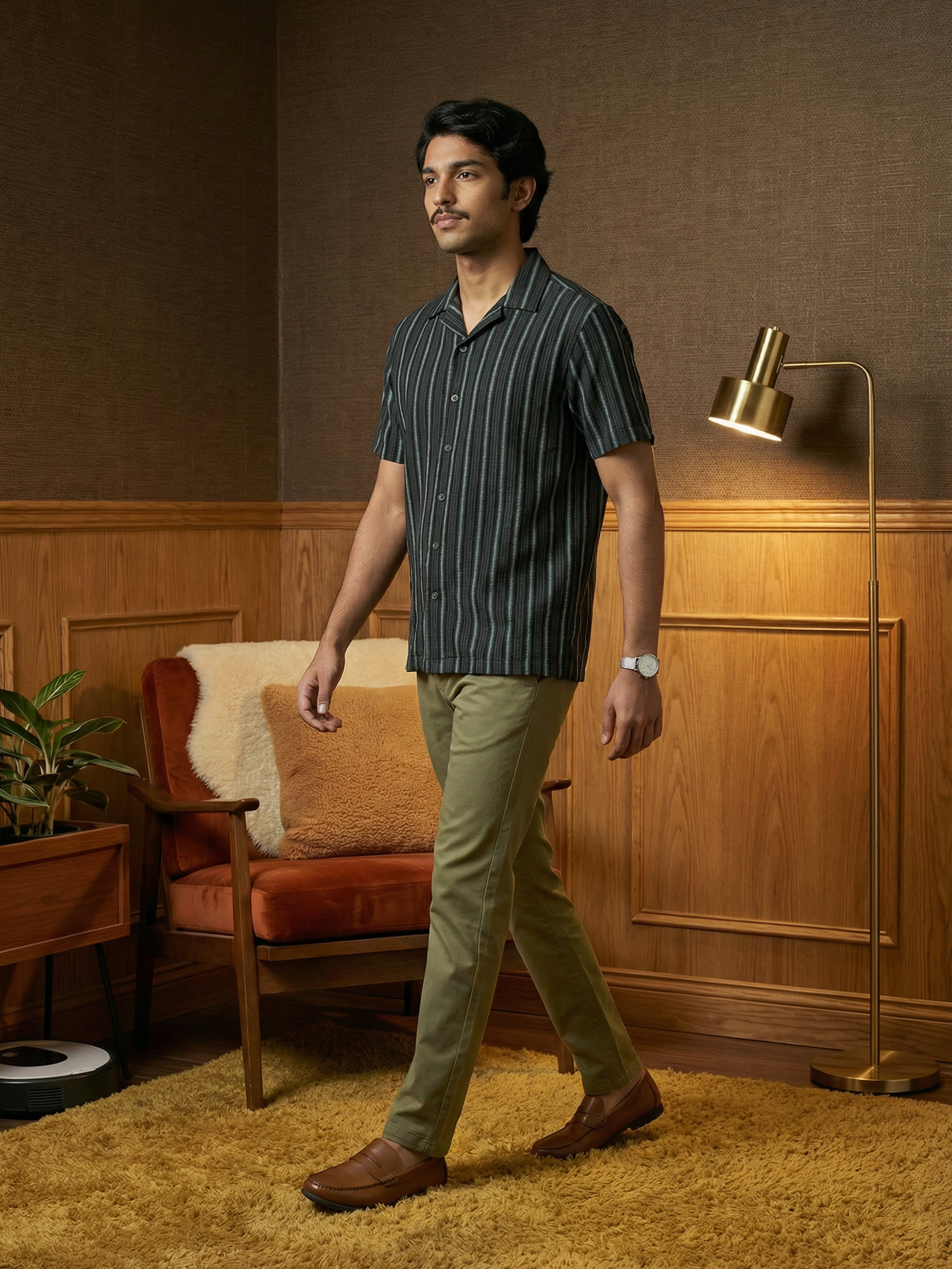 Men’s Blue Relaxed Fit Agro Linen Shirt