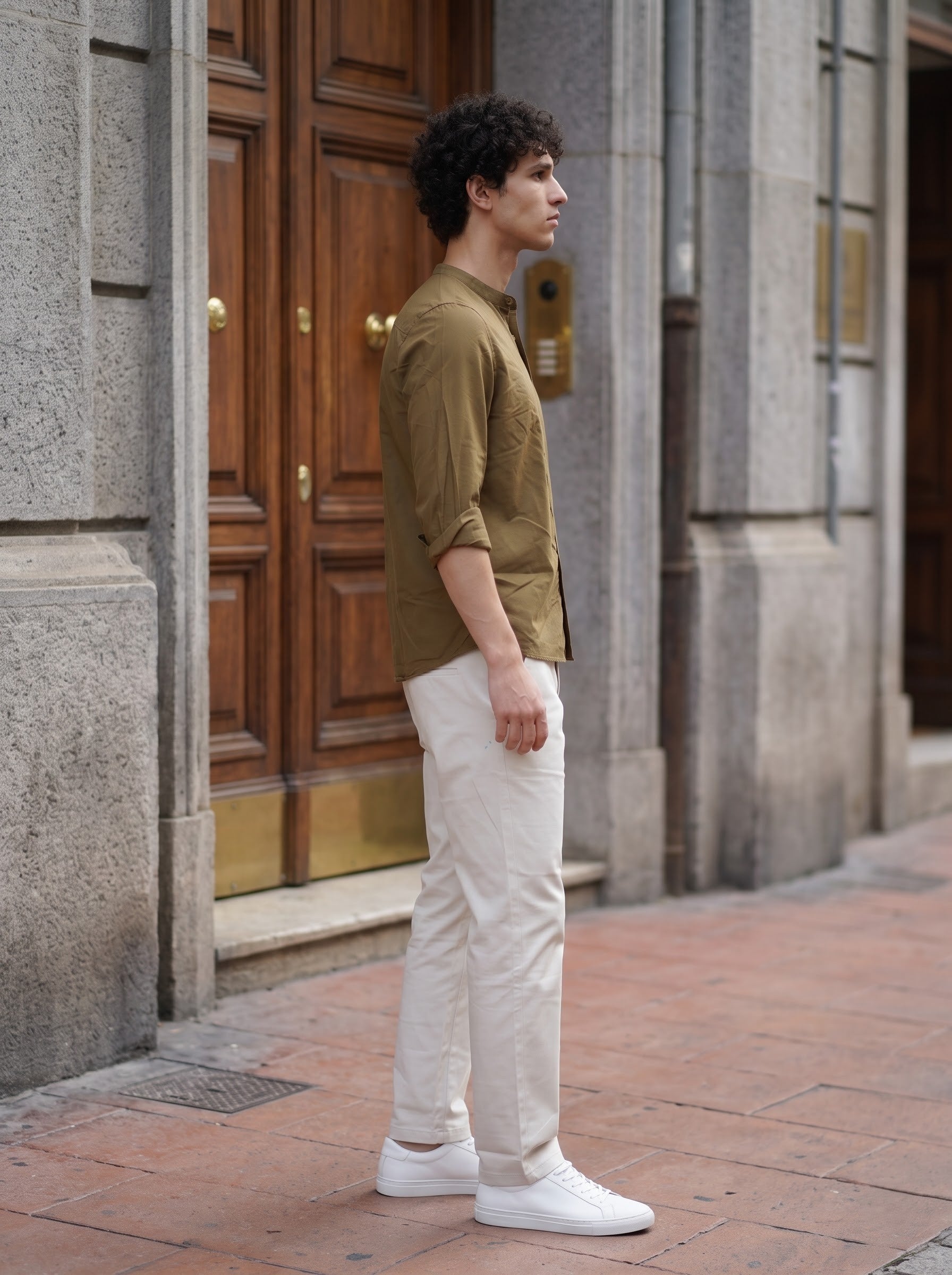 Men's Lyocell Linen Mustard Color Relaxed Fit Shirt