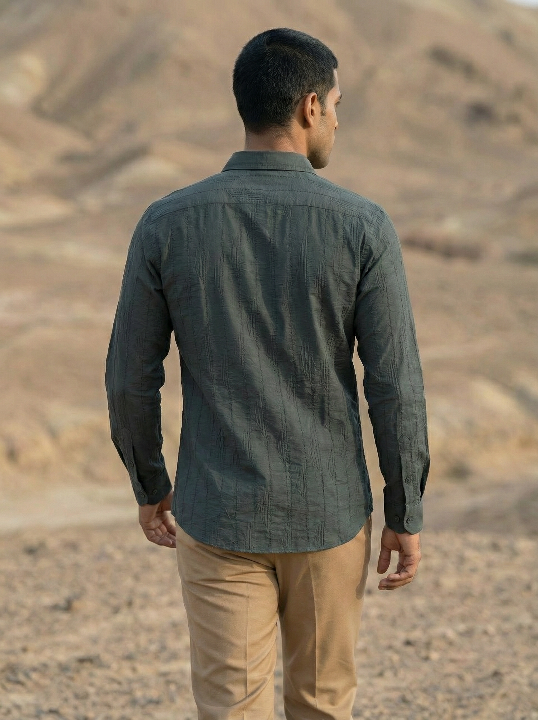 Dark Grey Nr Jacquard Regular Fit Shirt