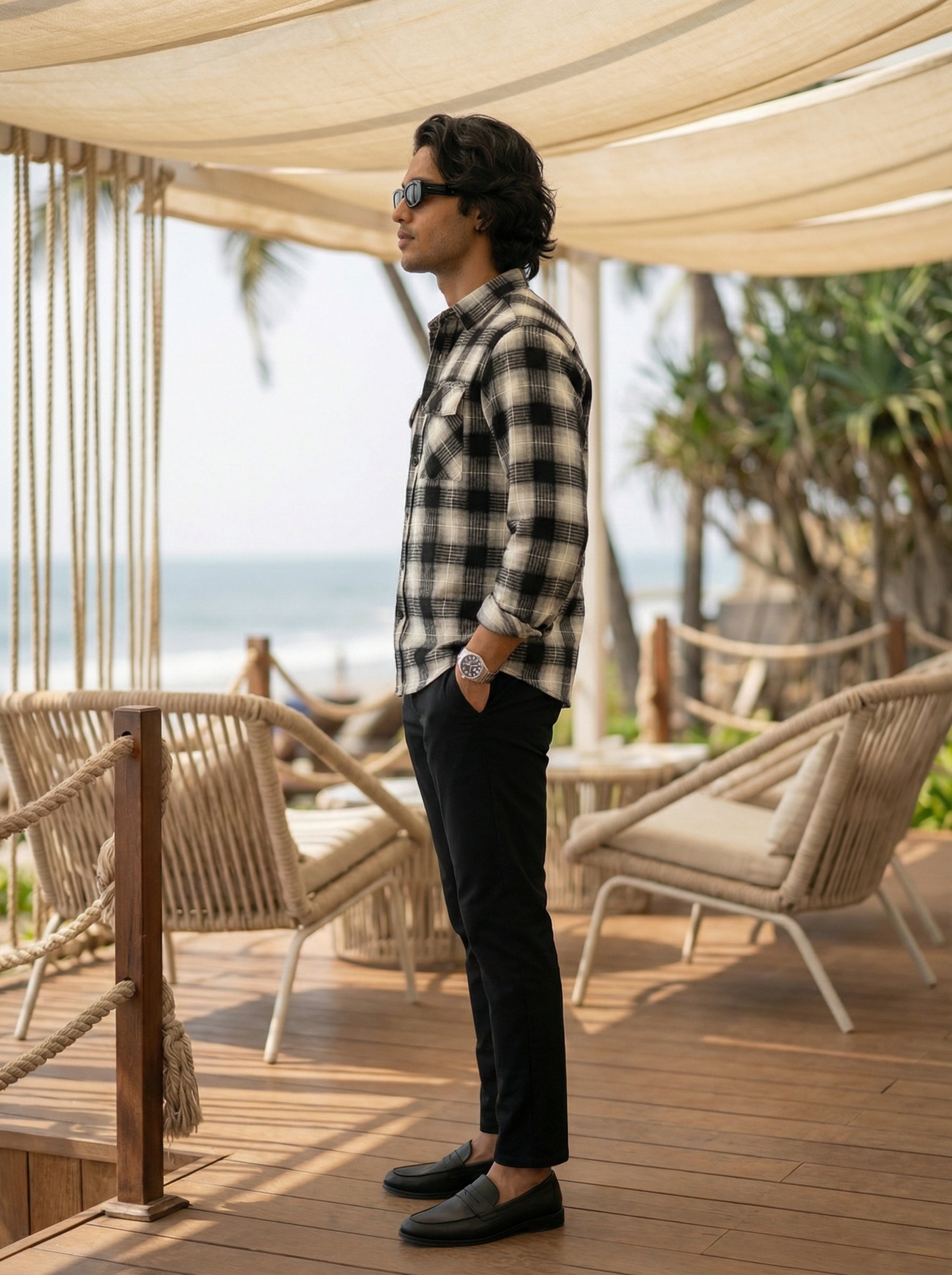 Men’s Relaxed Fit Black Checked Shirt