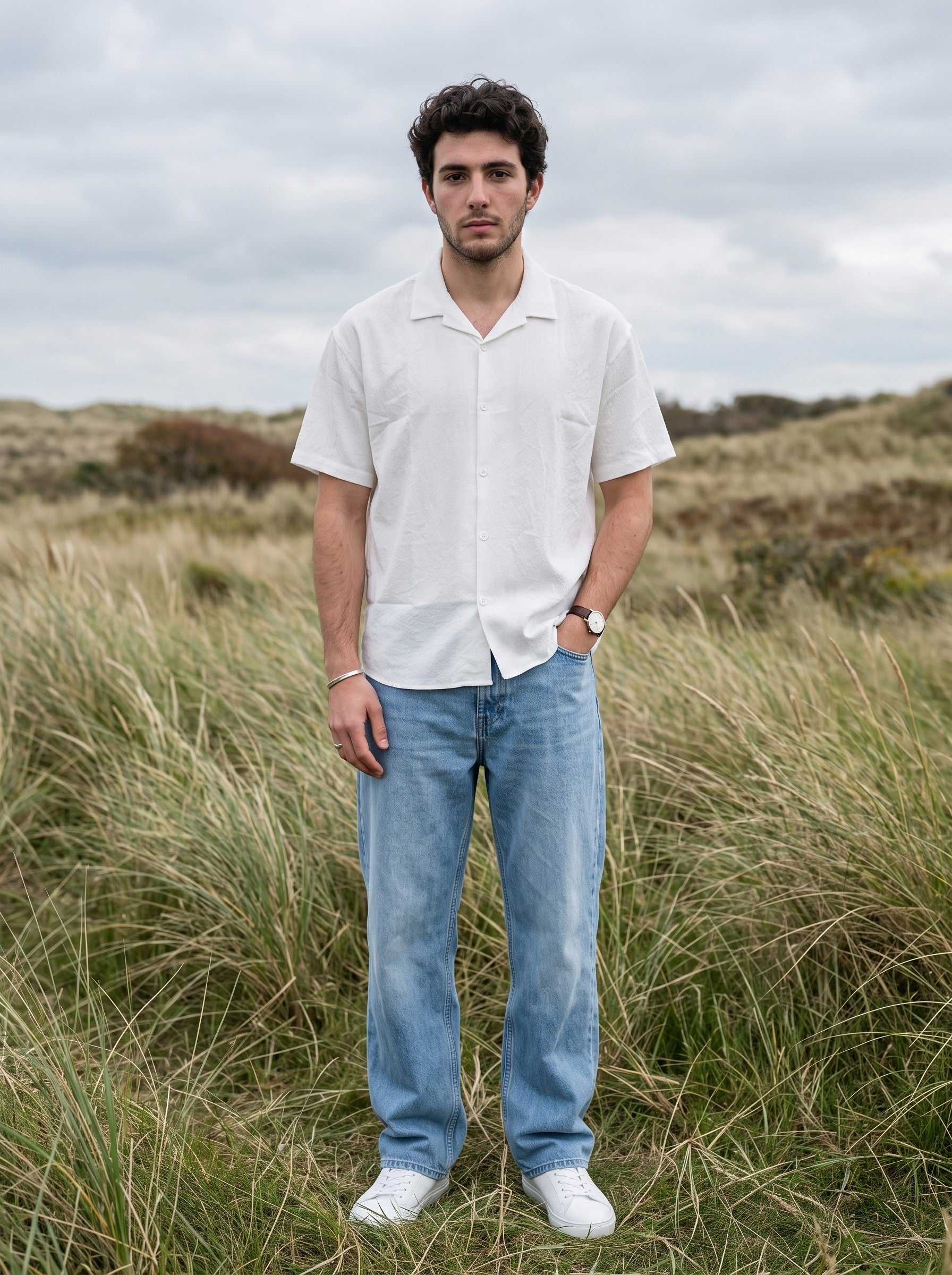 Men's 100% Polyester White Relaxed Fit Shirt