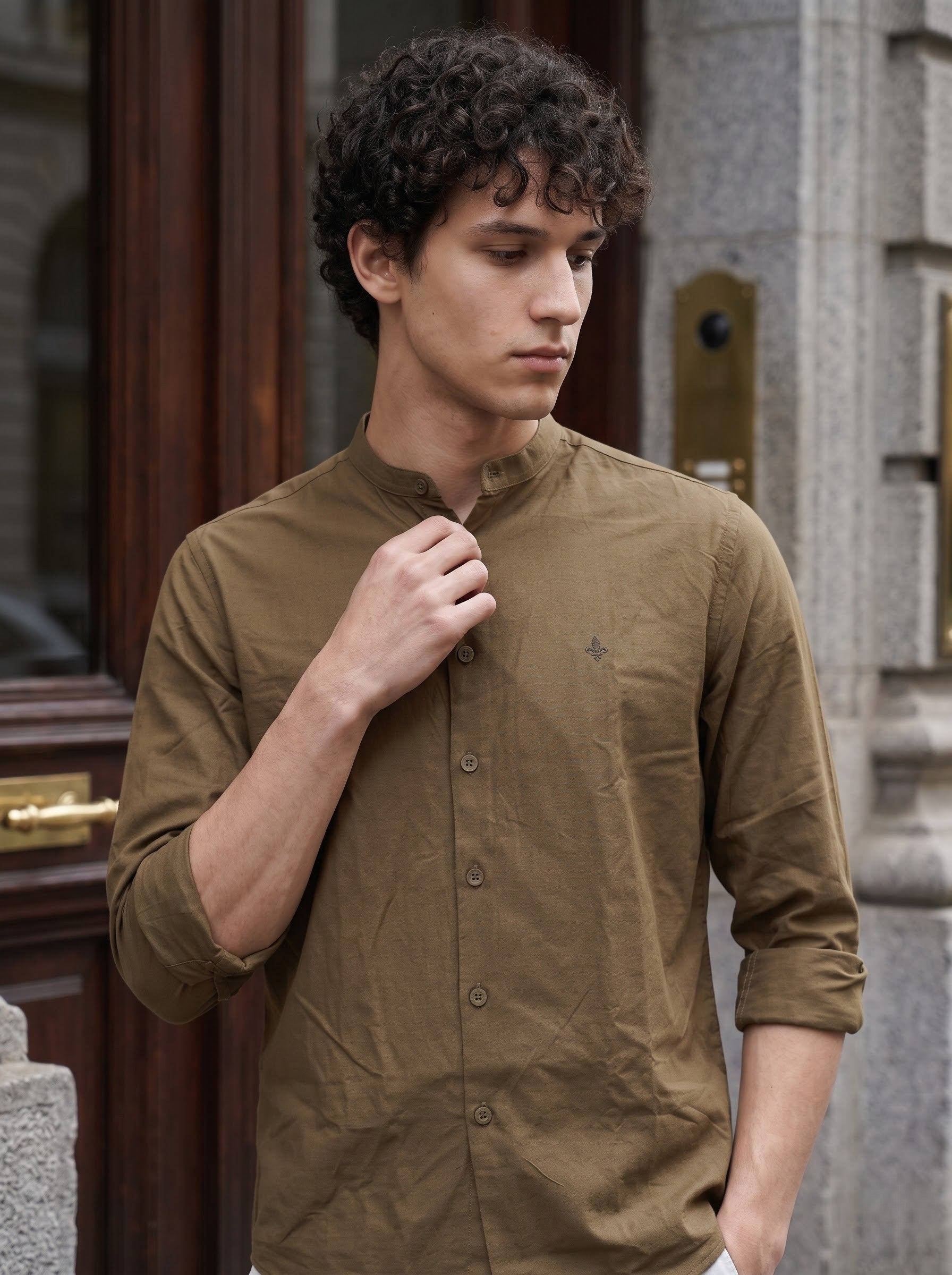 Men's Lyocell Linen Mustard Color Relaxed Fit Shirt