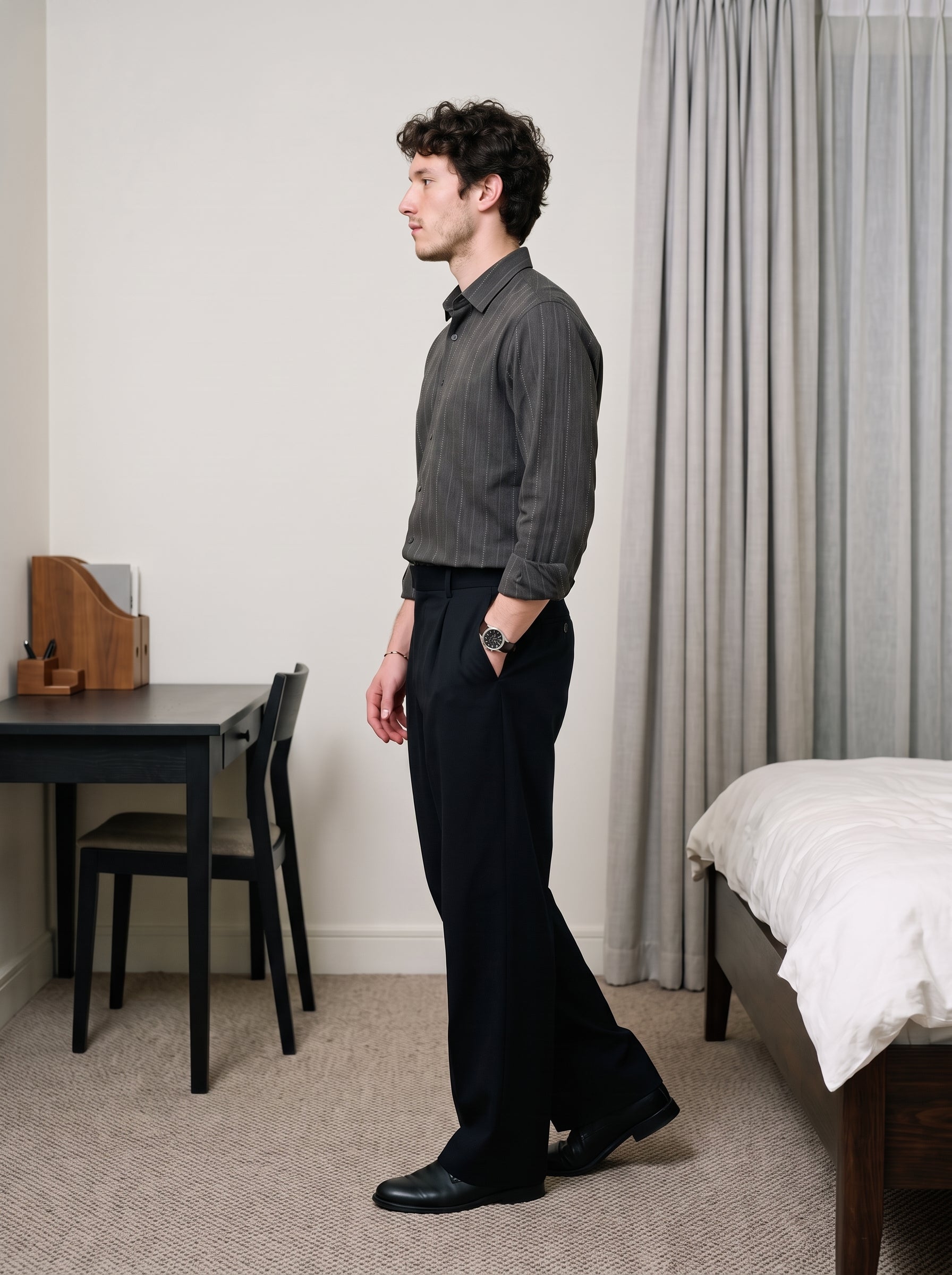 Men's Cotton Stripes Midnight Regular Fit Shirt