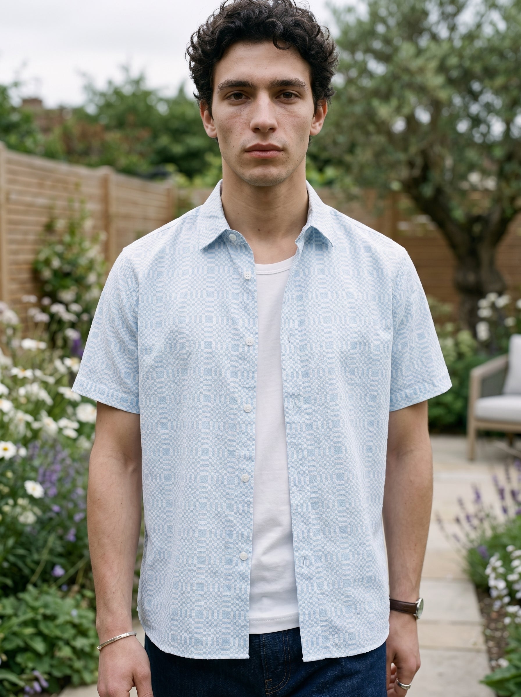 Men's Cotton Sky Blue Relaxed Fit Shirt
