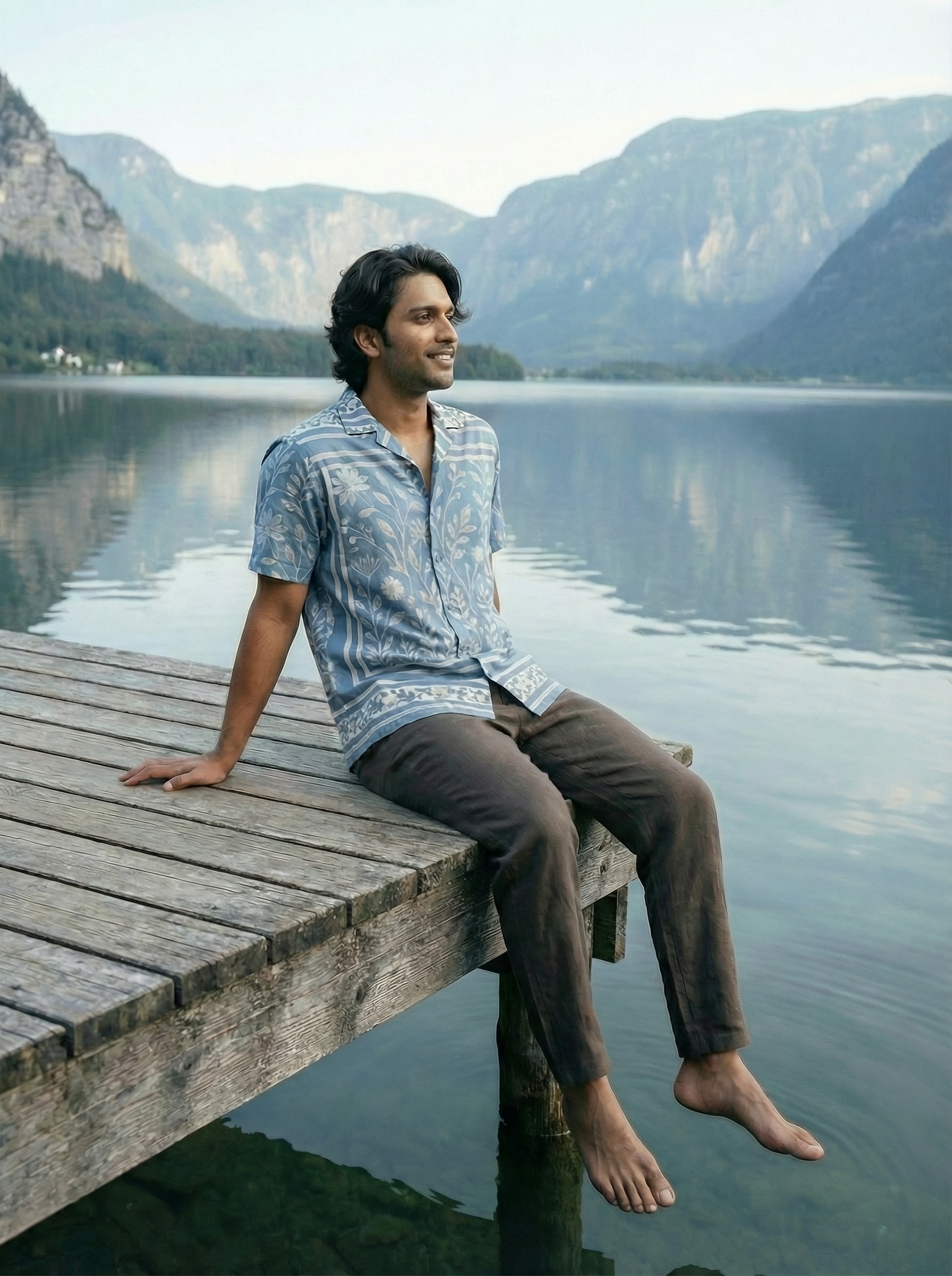 Men’s Printed Poly-Cotton Knit Regular Fit Shirt