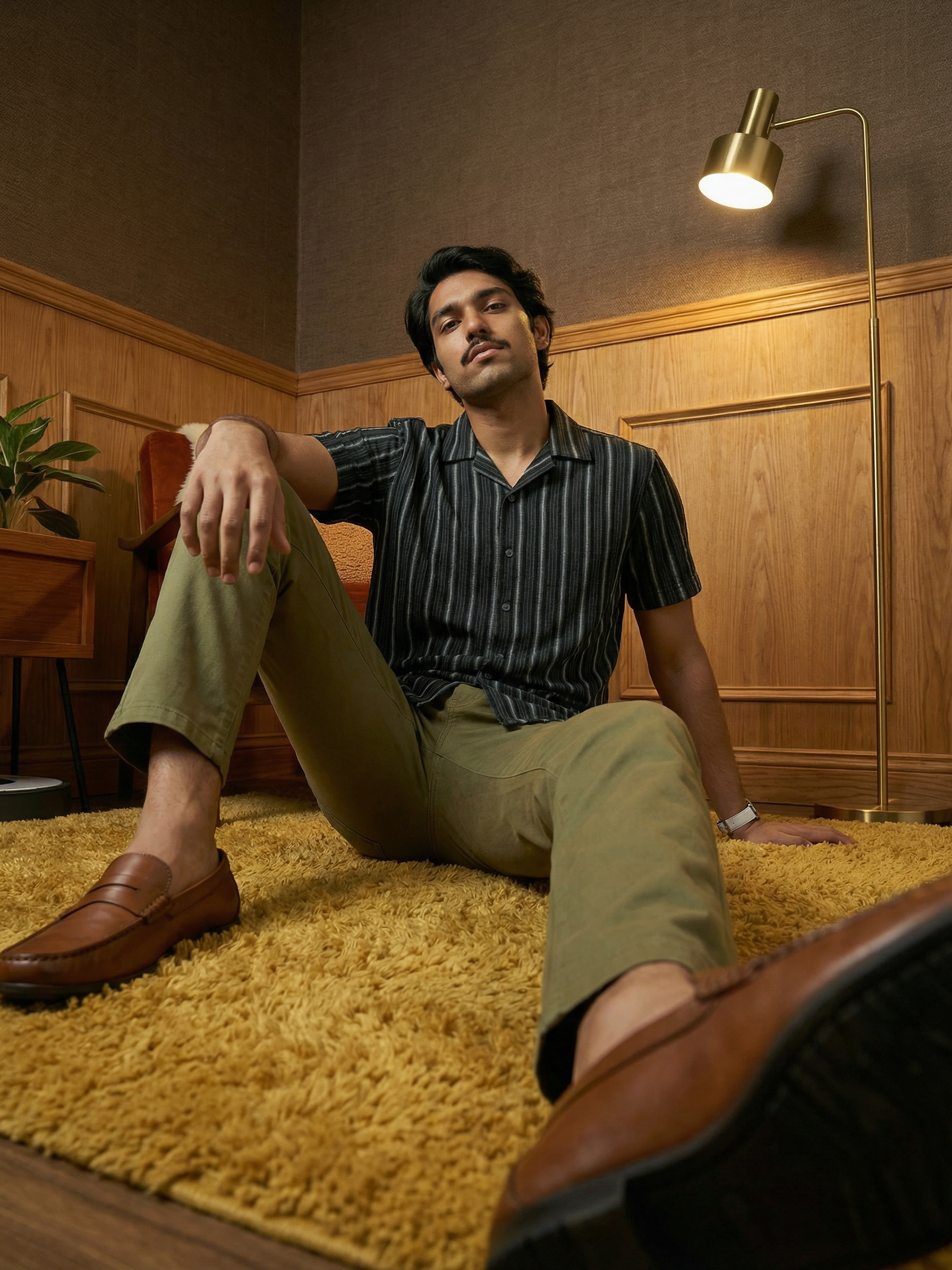 Men’s Blue Relaxed Fit Agro Linen Shirt