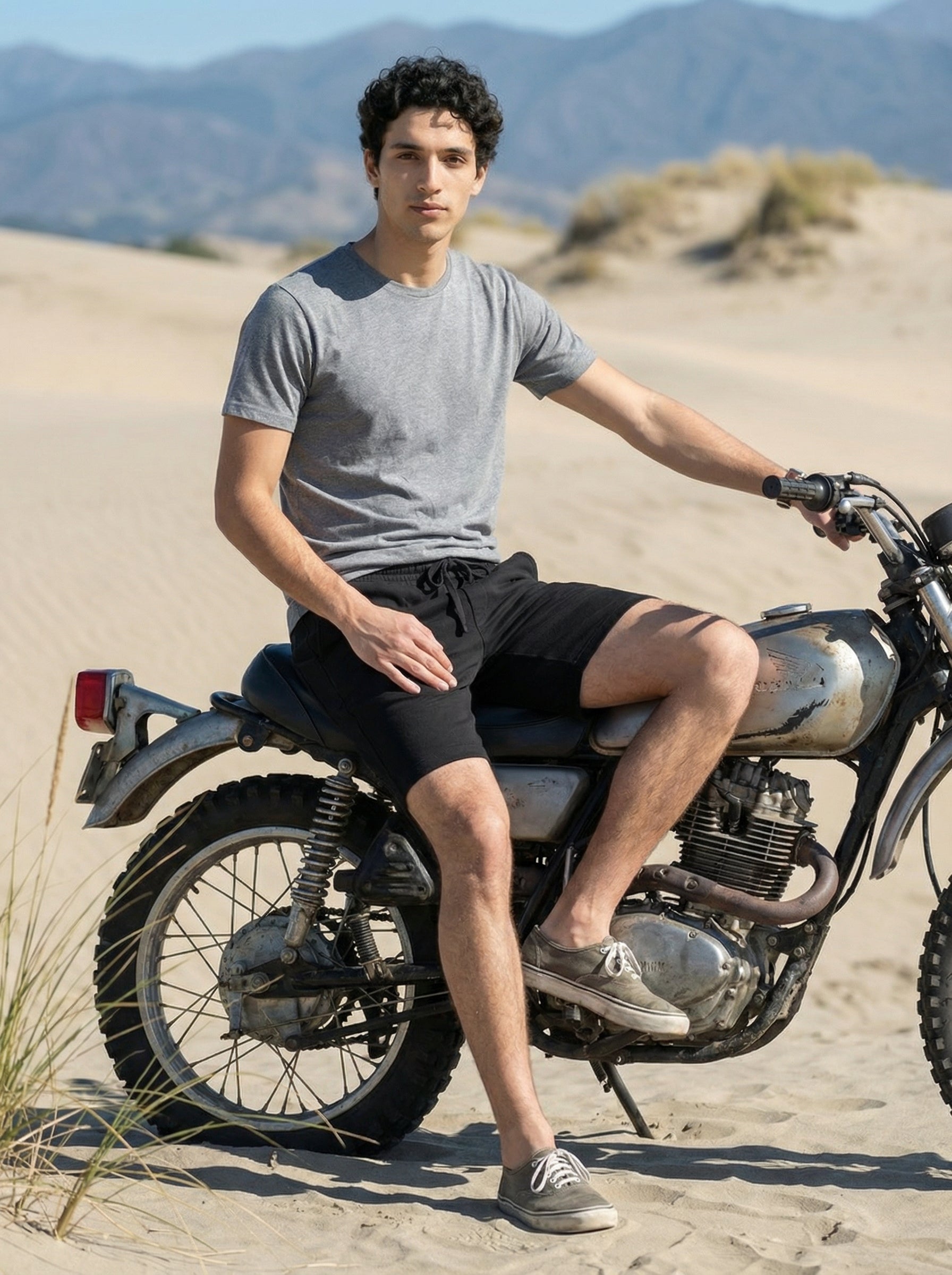 Men’s Black Linen Slub Lightweight Shorts