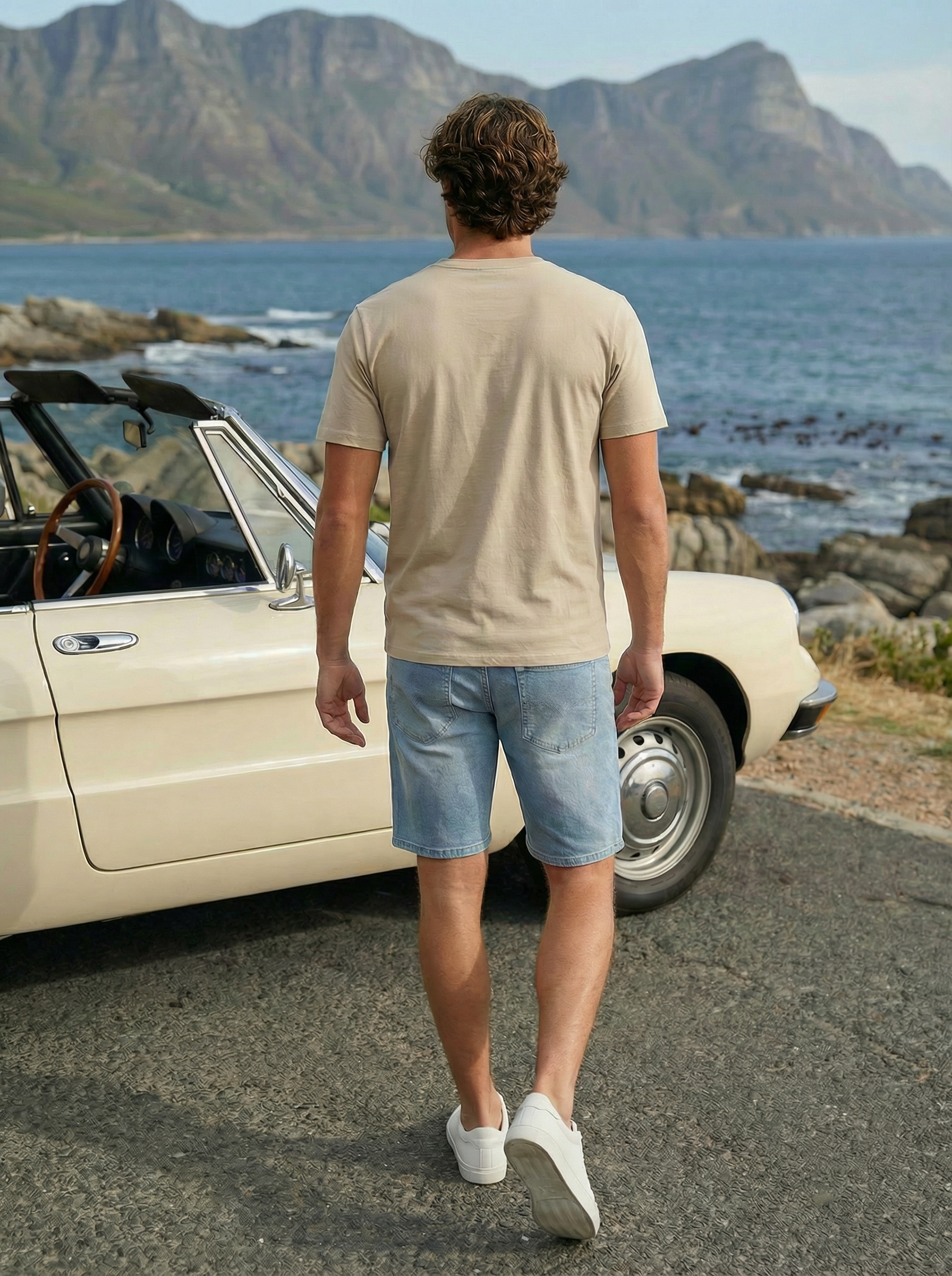 Men’s Light Blue Ripped Slim Fit Stretch Denim Shorts