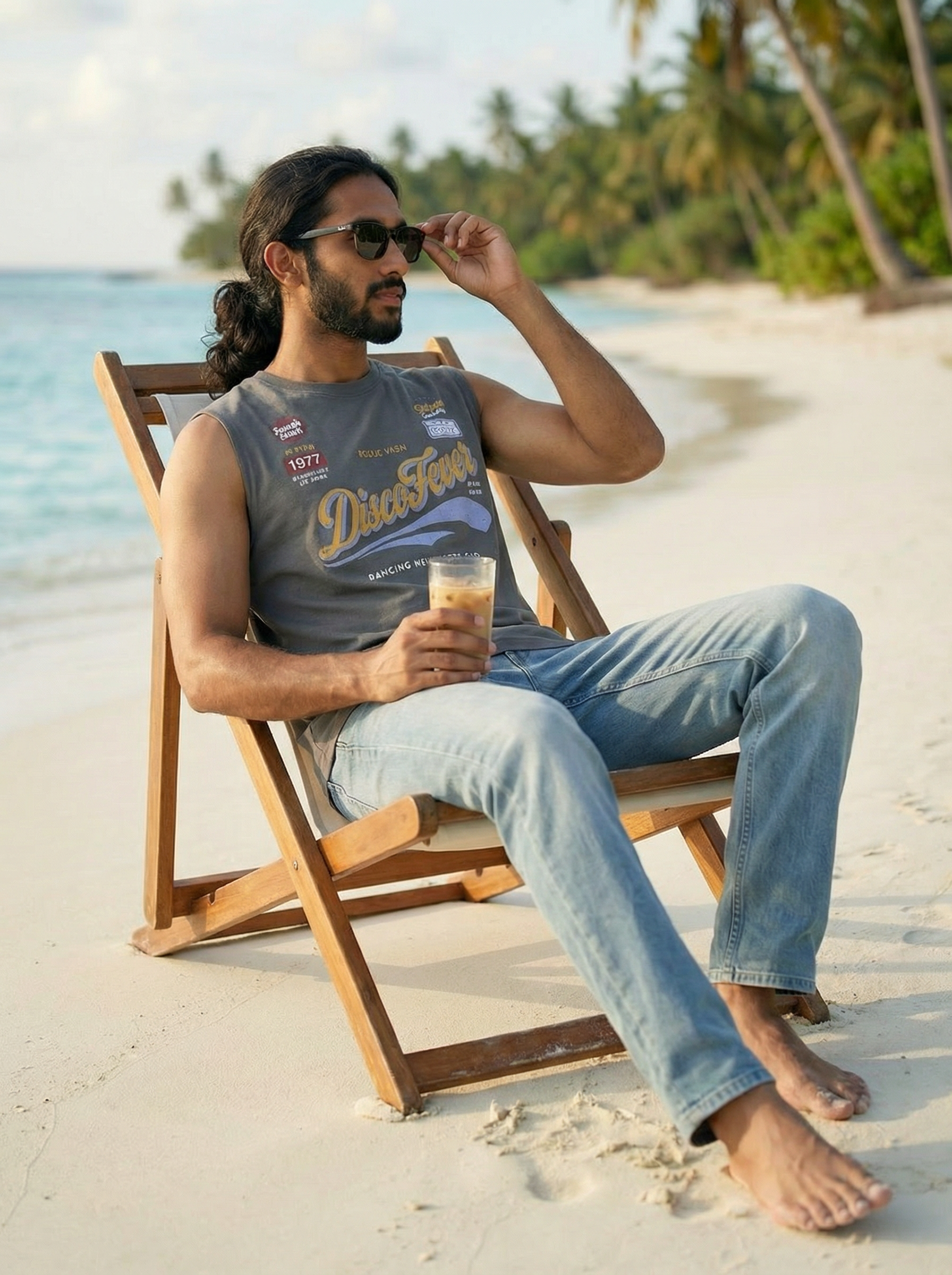 Dark Grey French Terry 220 GSM Regular Fit Round Neck Sleeveless T-Shirt