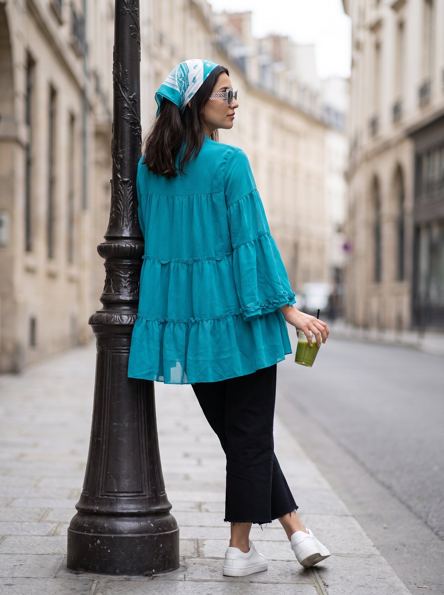 Women's Georgette Green Regular Fit Top