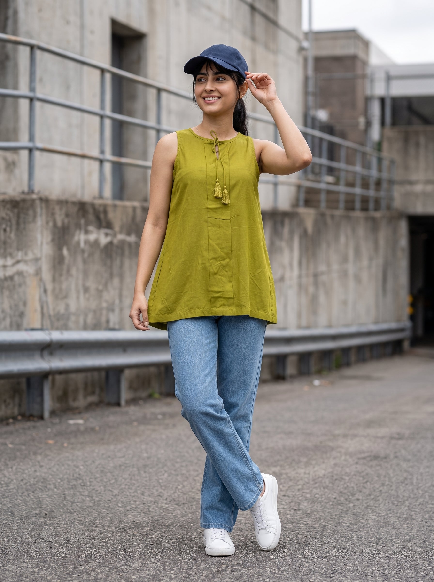 Women's Rayon Pista Green Regular Fit Top