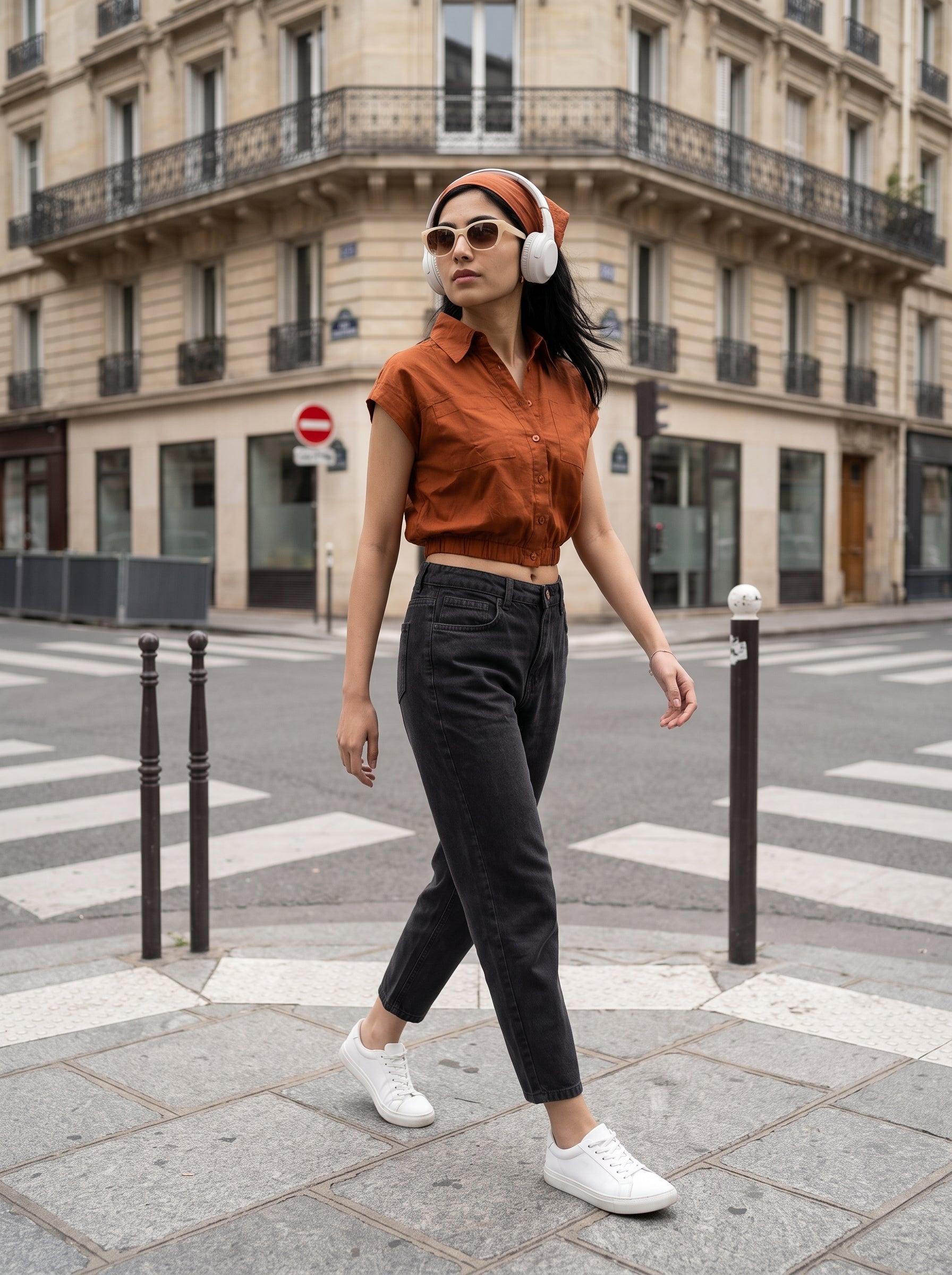 Women's Cotton Twill Brick Orange Regular Fit Top