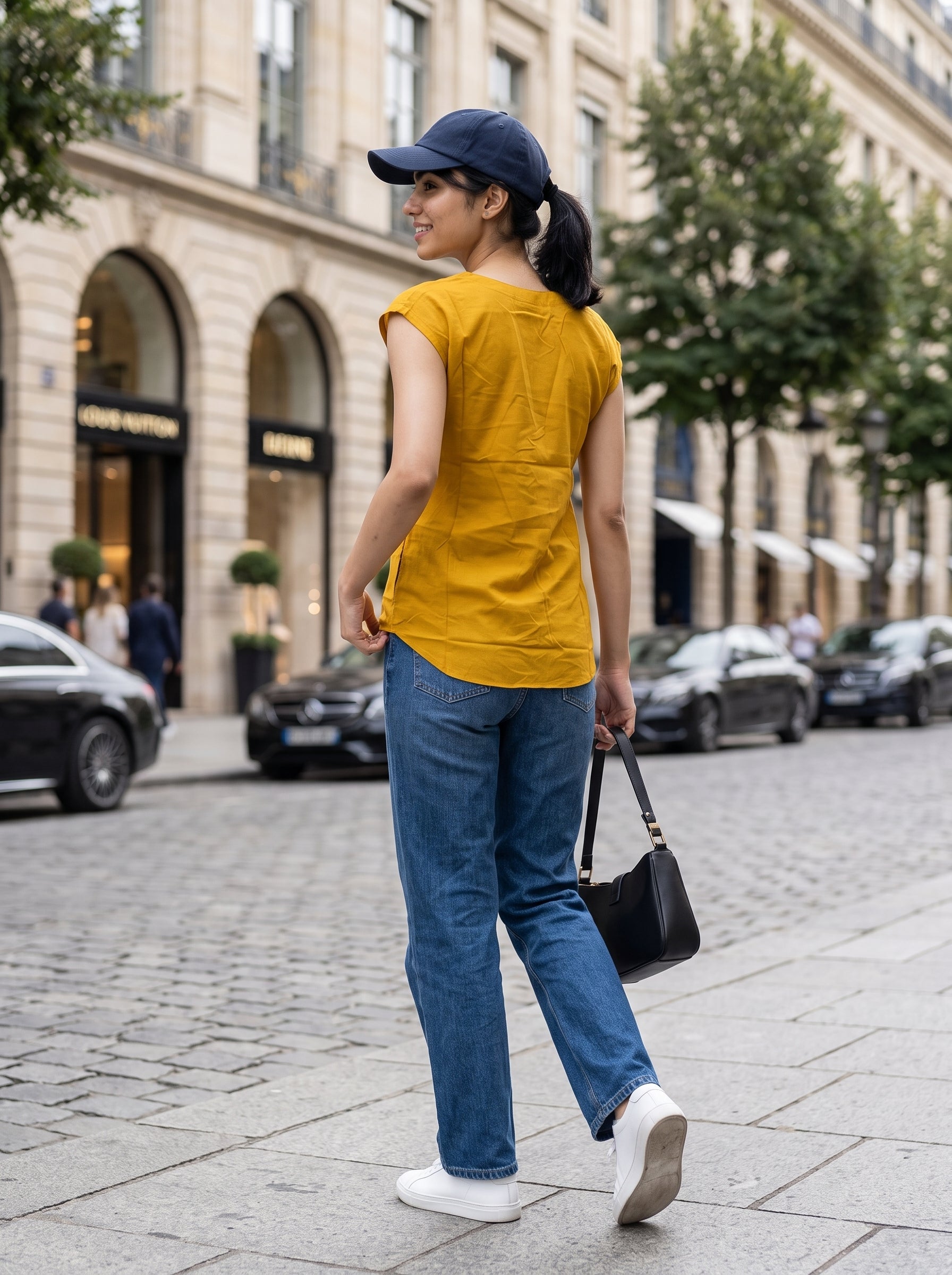 Women's Rayon Slub Mustard Regular Fit Top