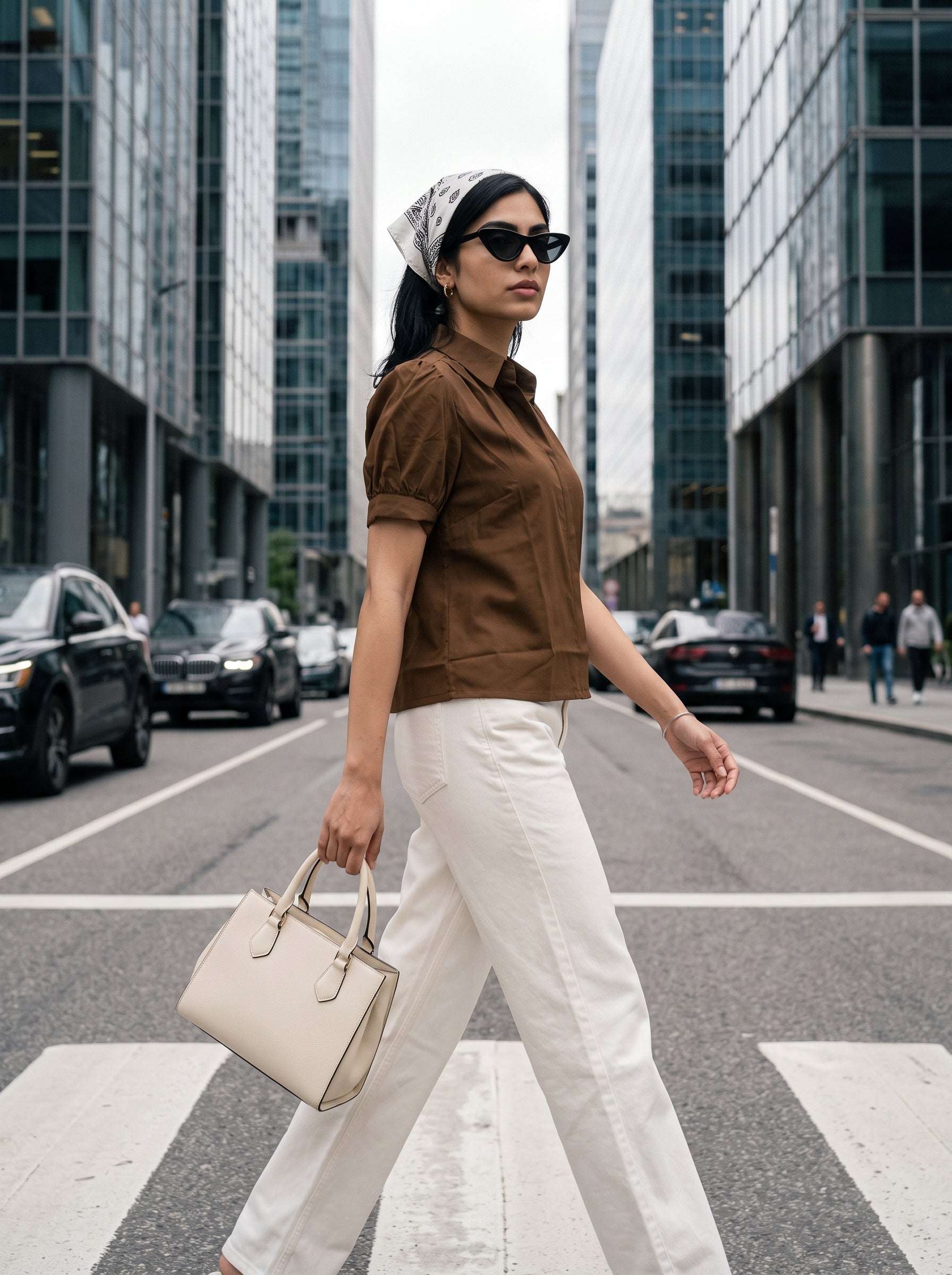 Women's Satin Brown Regular Fit Top