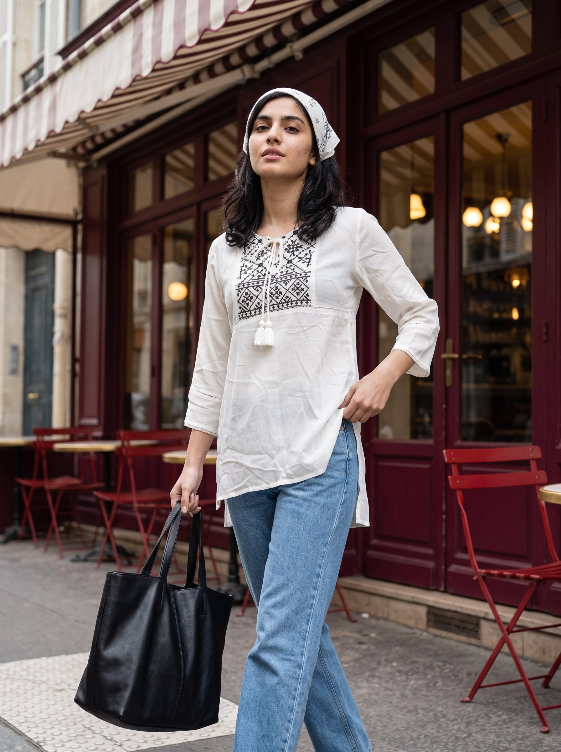 Women's Imported White Relaxed Fit Top