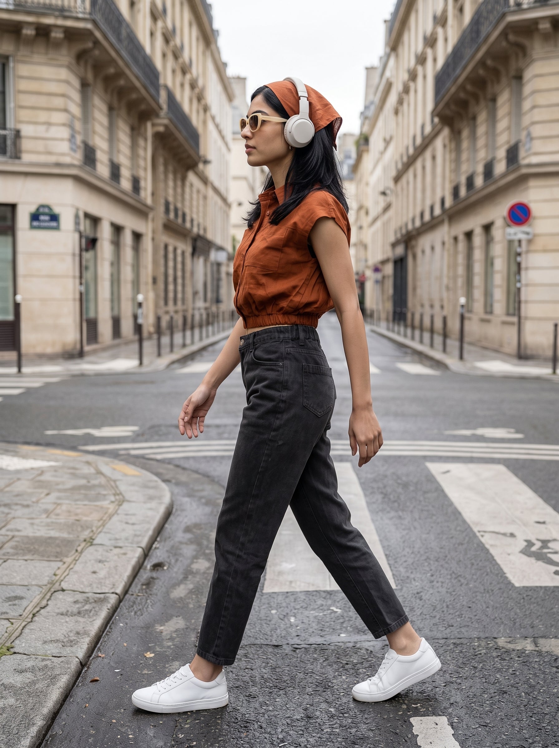 Women's Cotton Twill Brick Orange Regular Fit Top