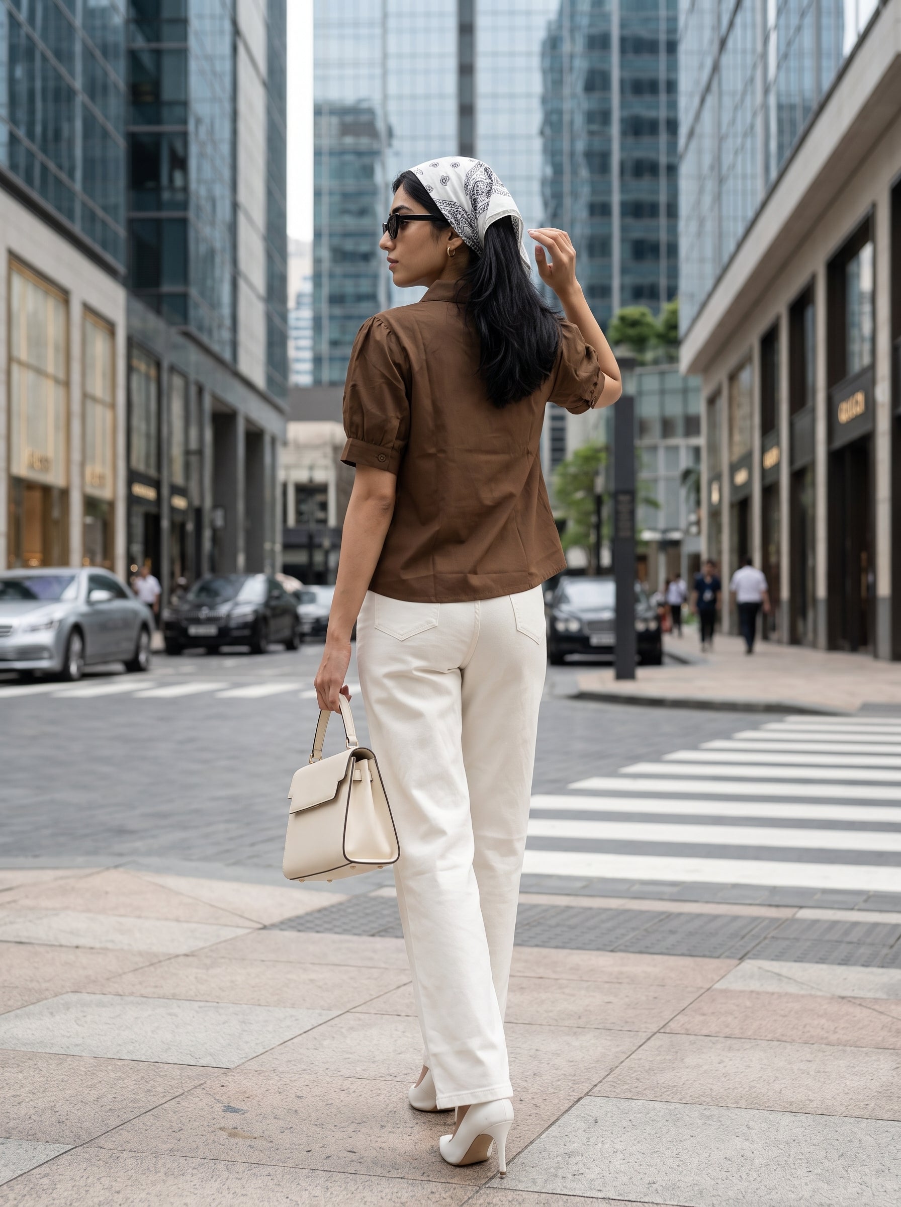Women's Satin Brown Regular Fit Top