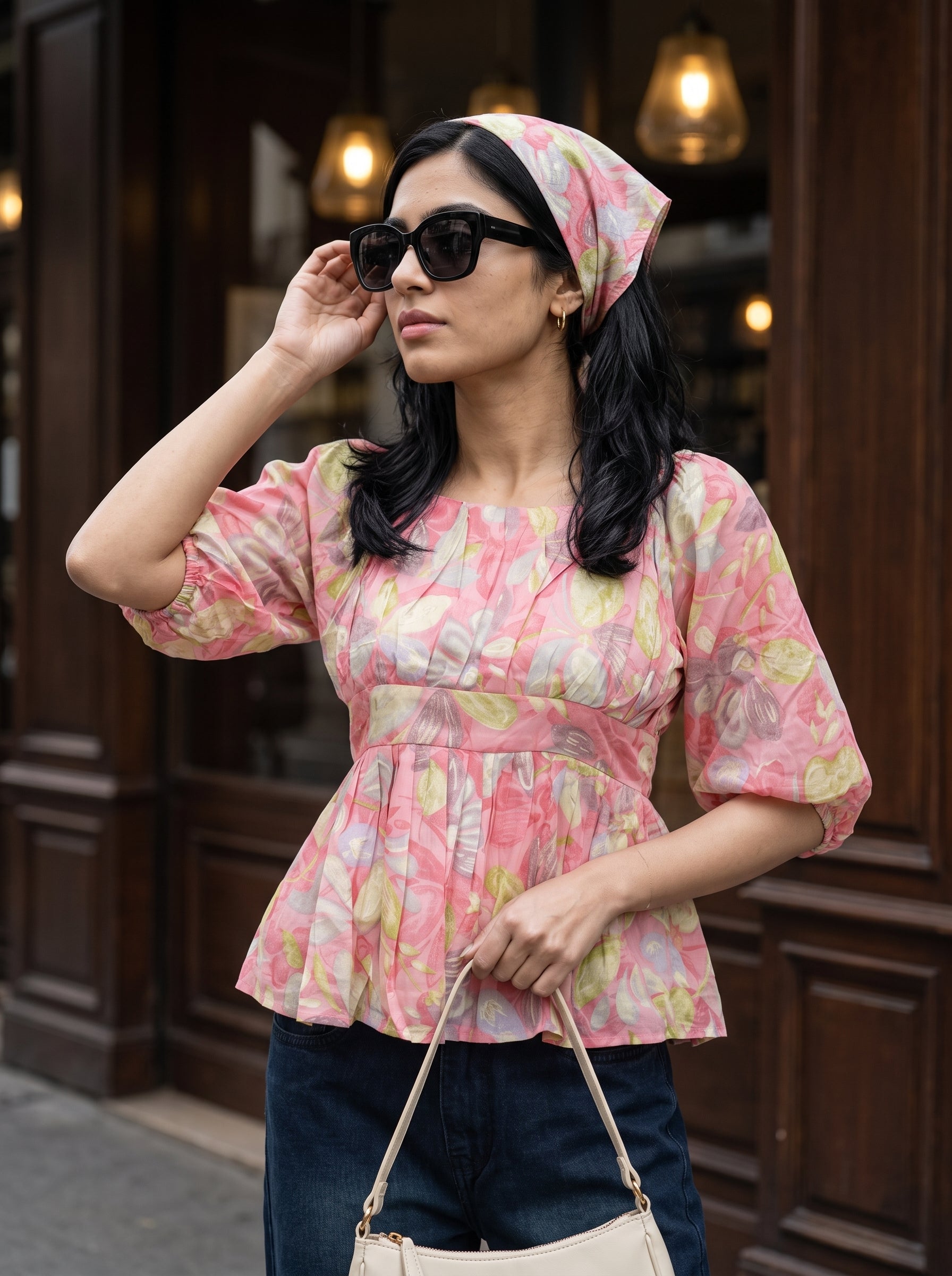 Women's Mul Cotton Pink Regular Fit Top