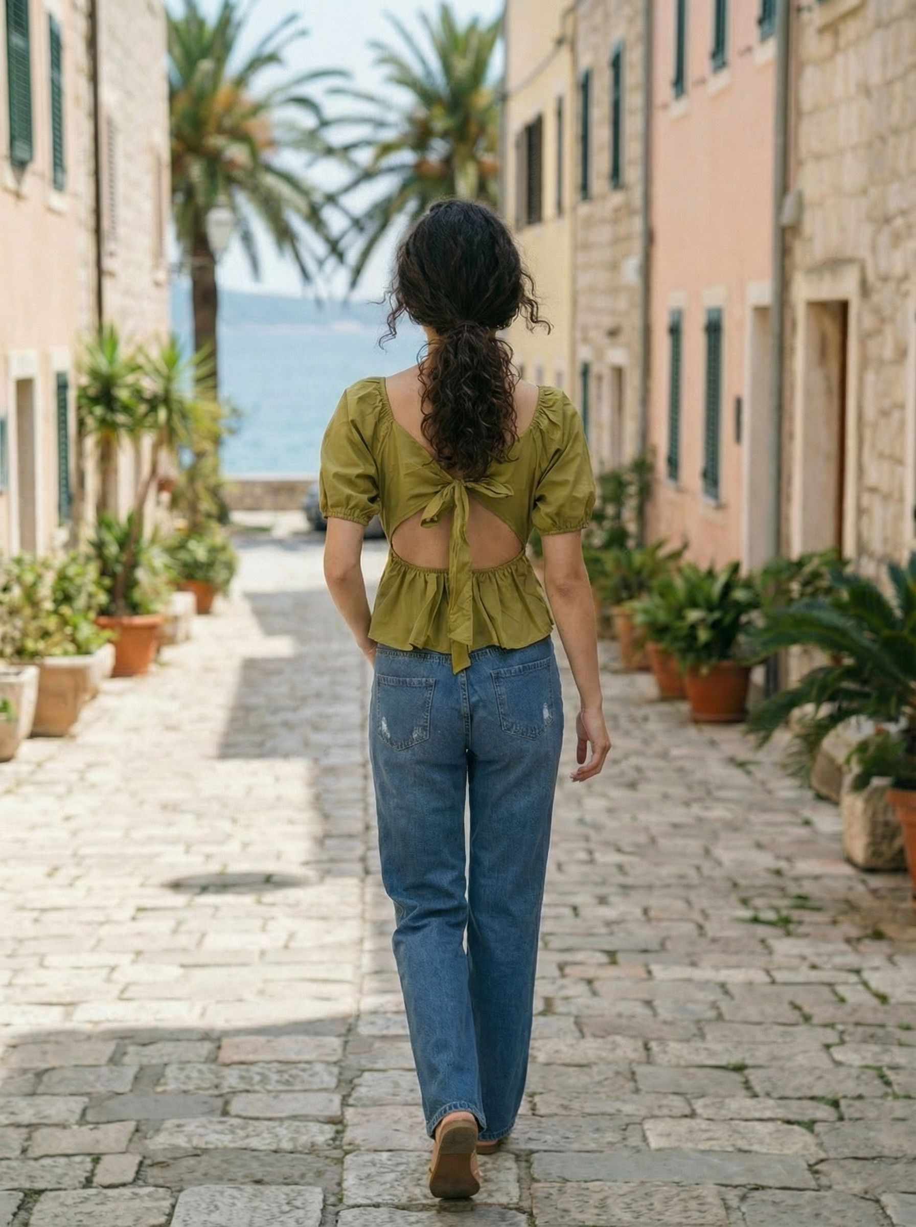 Mustard Regular Fit Square Neck Womens Top